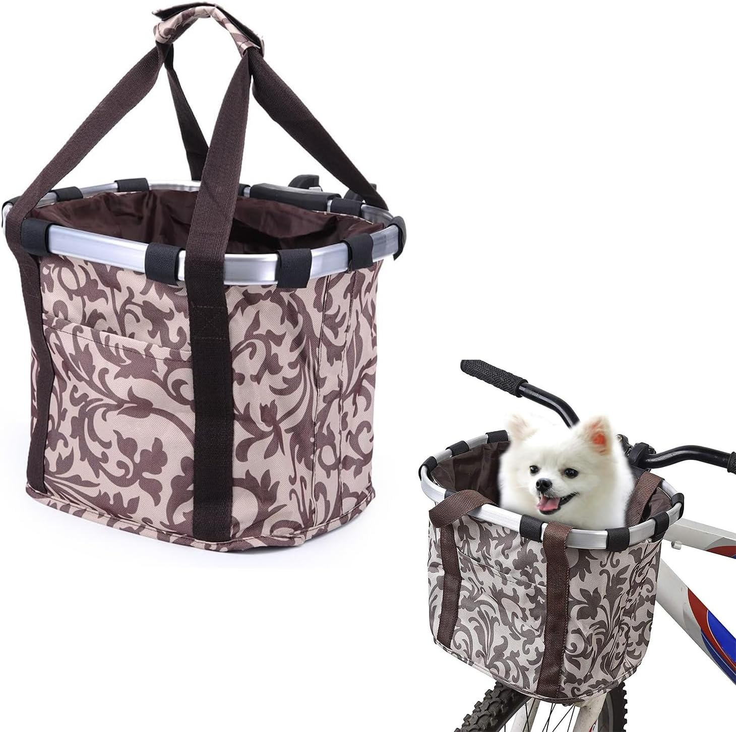 Taicols Foldable Cycling Bicycle Quick Release Front Bike Basket,Waterproof, Dog Handlebar Small Pet Cat and Back Folding Detachable Easy Install Suitable for Groceries Picnic Shopping (Black)