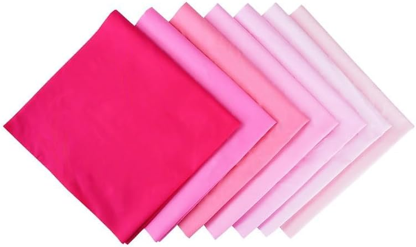 7 PCS Pink Cotton Fabric, Fabric Squares Material for Sewing, DIY