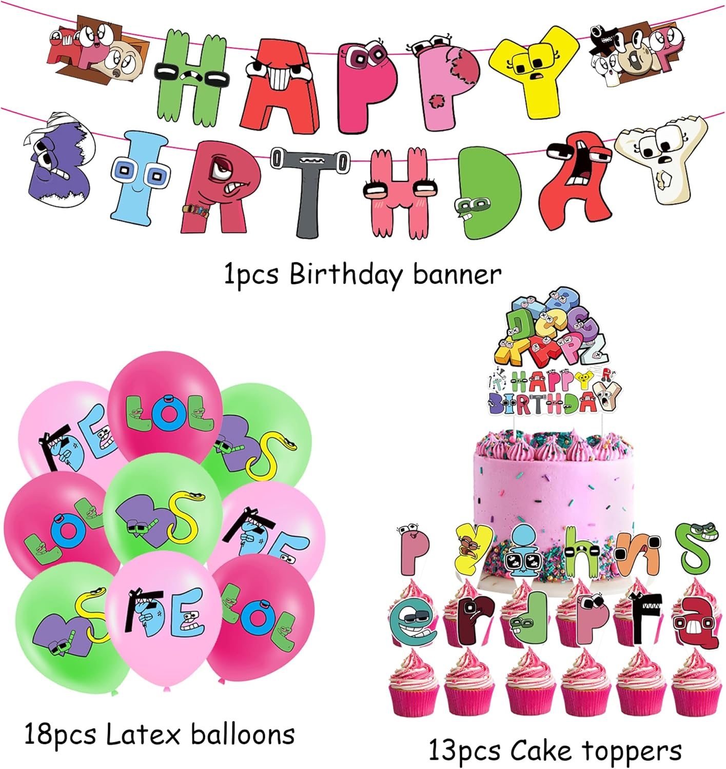 Alphabet Birthday Party Decoration Alphabet Lore Party Decoration Birthday Alphabet Birthday Balloons Alphabet Lore Balloons Birthday Alphabet Cake Topper Alphabet Lore Birthday Garland image number 5