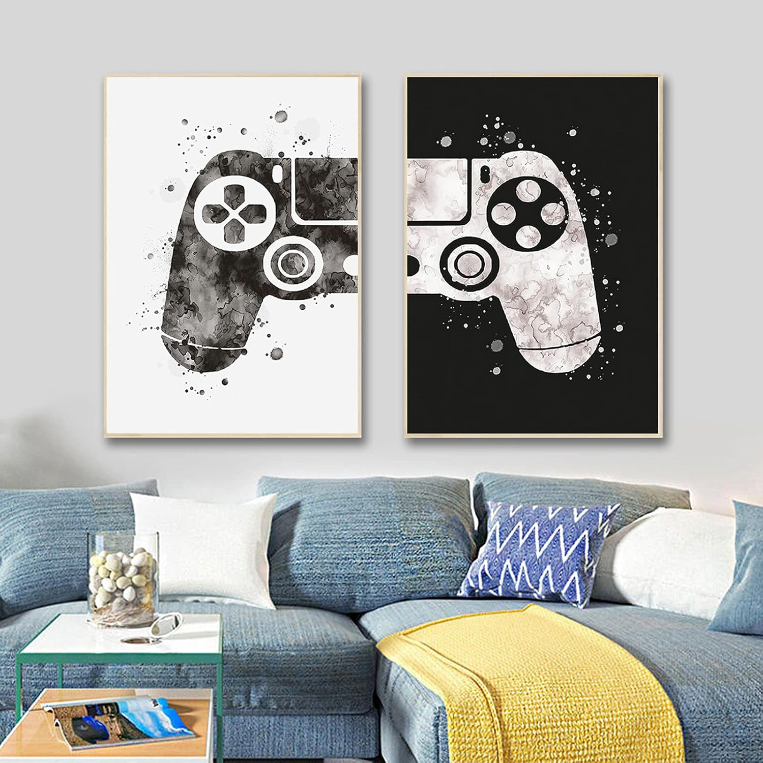 Gaming Room Decor Video Game Themed Wall Art - Black and White Canvas Painting Posters and Prints for Kids Teen Game Room - Unframed image number 6