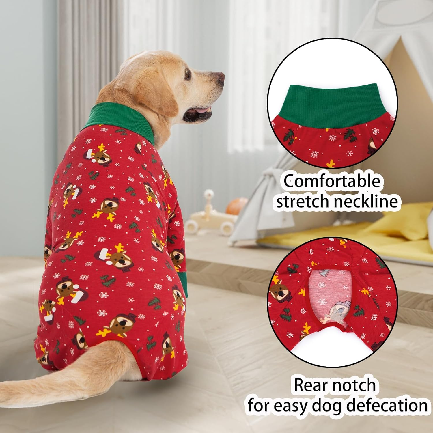 Axcimond Dog Body after Surgery Dog Onesie Dog Body Castration/Male Surgical Body Dog Recovery Suit for Dogs after Surgery Long Sleeve Wound Protection Suits Alternative to Collar for Dogs image number 2