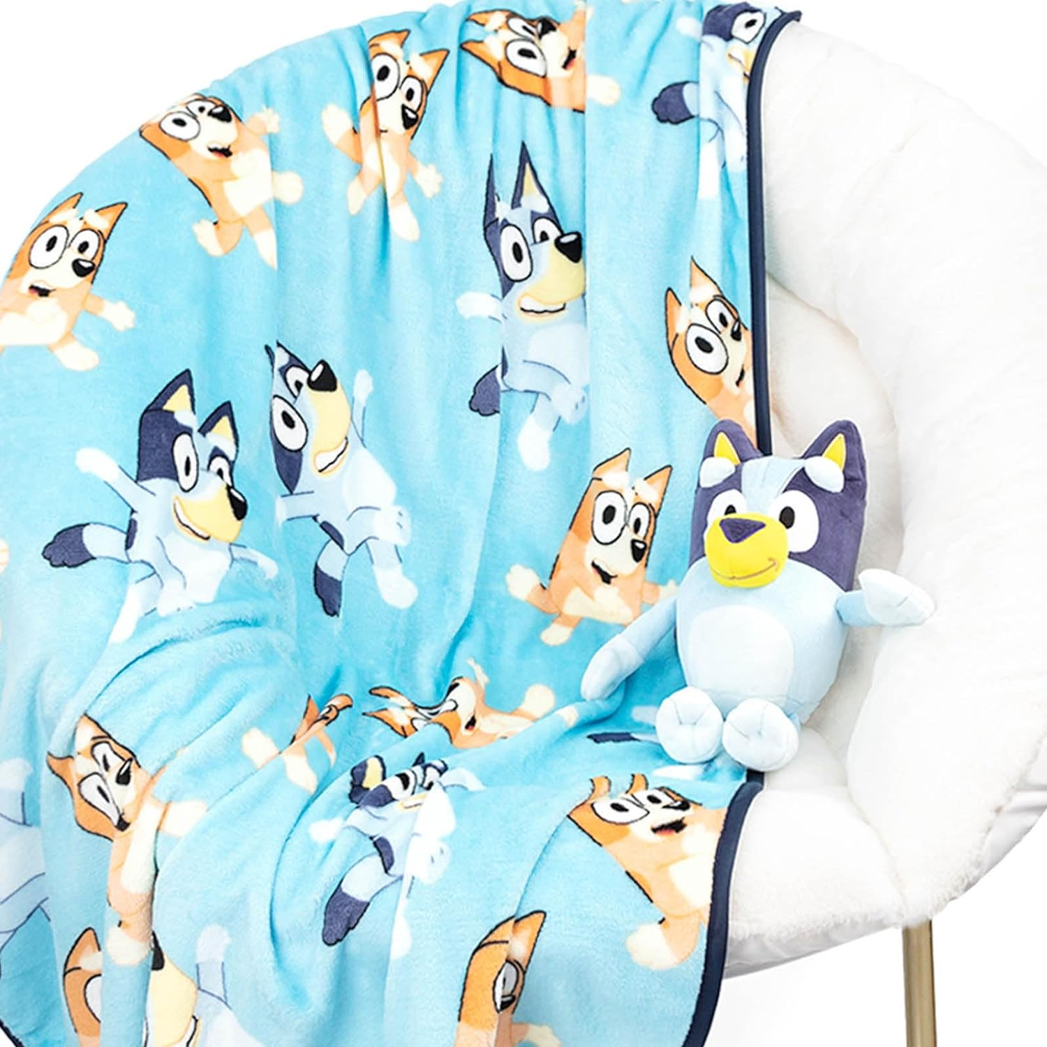 Bluey Plush Mini Pillow Buddy & 40 X 50 Inch Travel Throw Set - Kids Super Soft 2 Piece Blanket Set