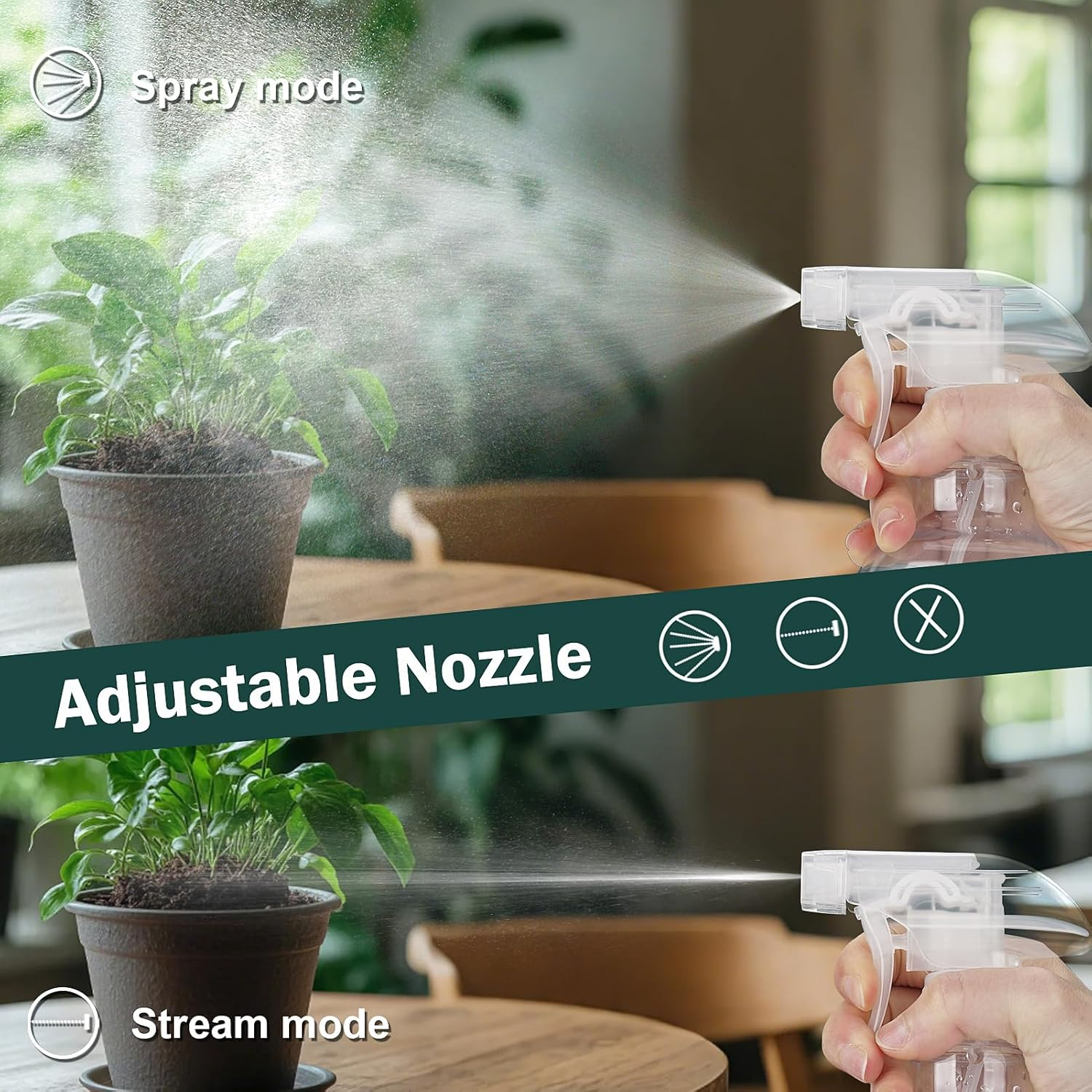 Hethyo Spray Bottles 16.9Oz Plastic Spray Bottle for Hair Mist/Stream Heavy Duty Empty Spray Bottles for Cleaning Solutions, Plants (16.9Oz-Clear) image number 1