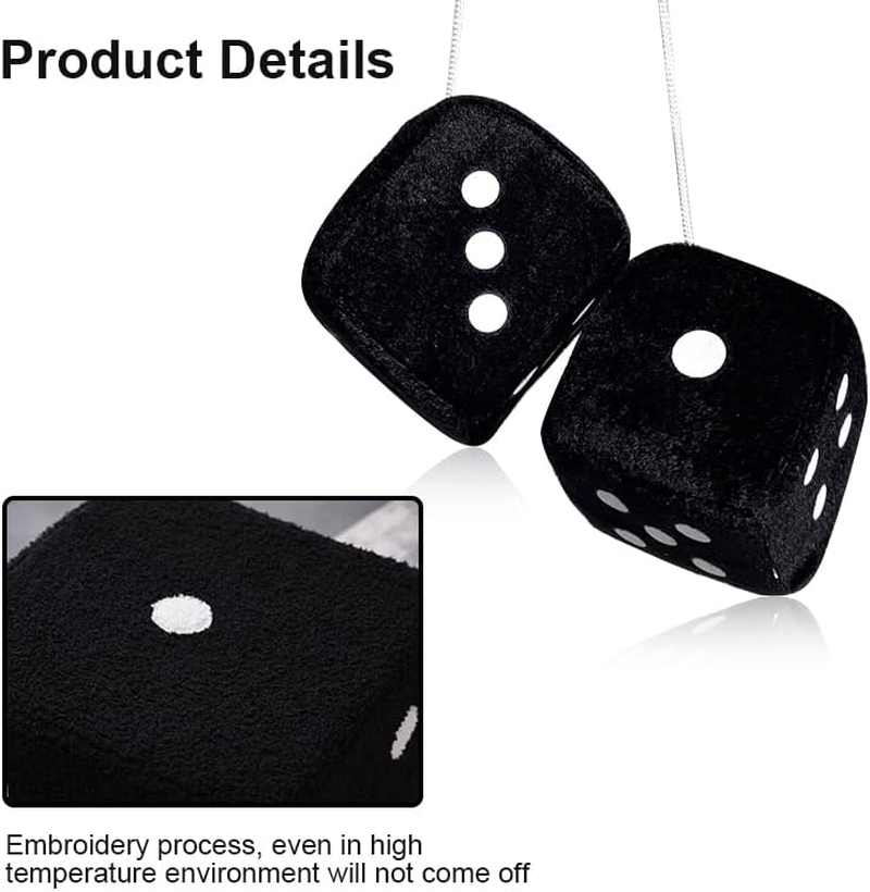 Fluffy Dice for Car, 1 Pair Fluffy Dice Car Rear View Mirror Hanging - Soft, Stylish, Fun Accessory image number 2