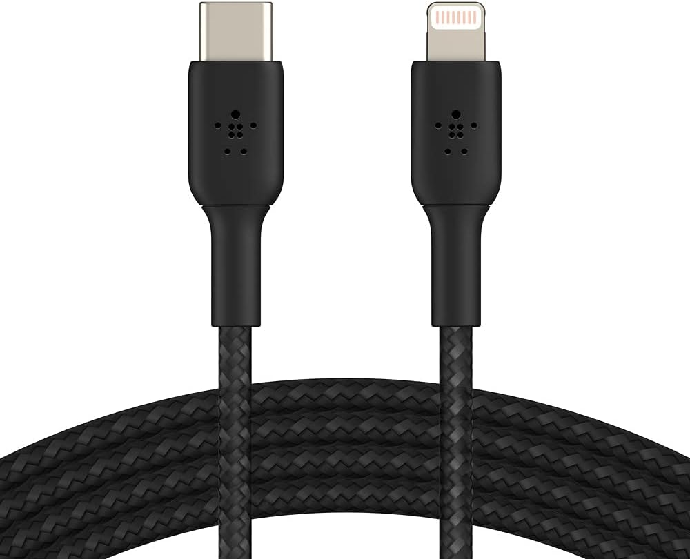 Belkin Braided USB-C to Lightning Cable (Iphone Fast Charging Cable for Iphone 8 or Later) Boost Charge Mfi-Certified Iphone USB-C Cable, Black 2M, 6.6FT (Caa004Bt2Mbk) image number 3