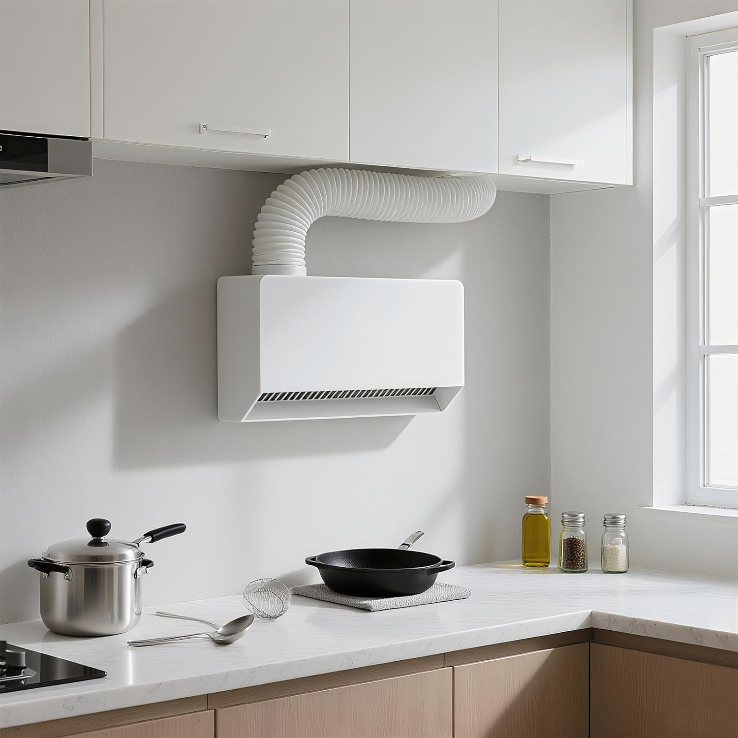 Exhaust Hose 150 Mm, Exhaust Hose Air Conditioner, 3 Metres Ventilation Hose with 2 Hose Clips for Mobile Air Conditioning, Dryer, Exhaust Fan, Extractor Hood, Ventilation System, White image number 1