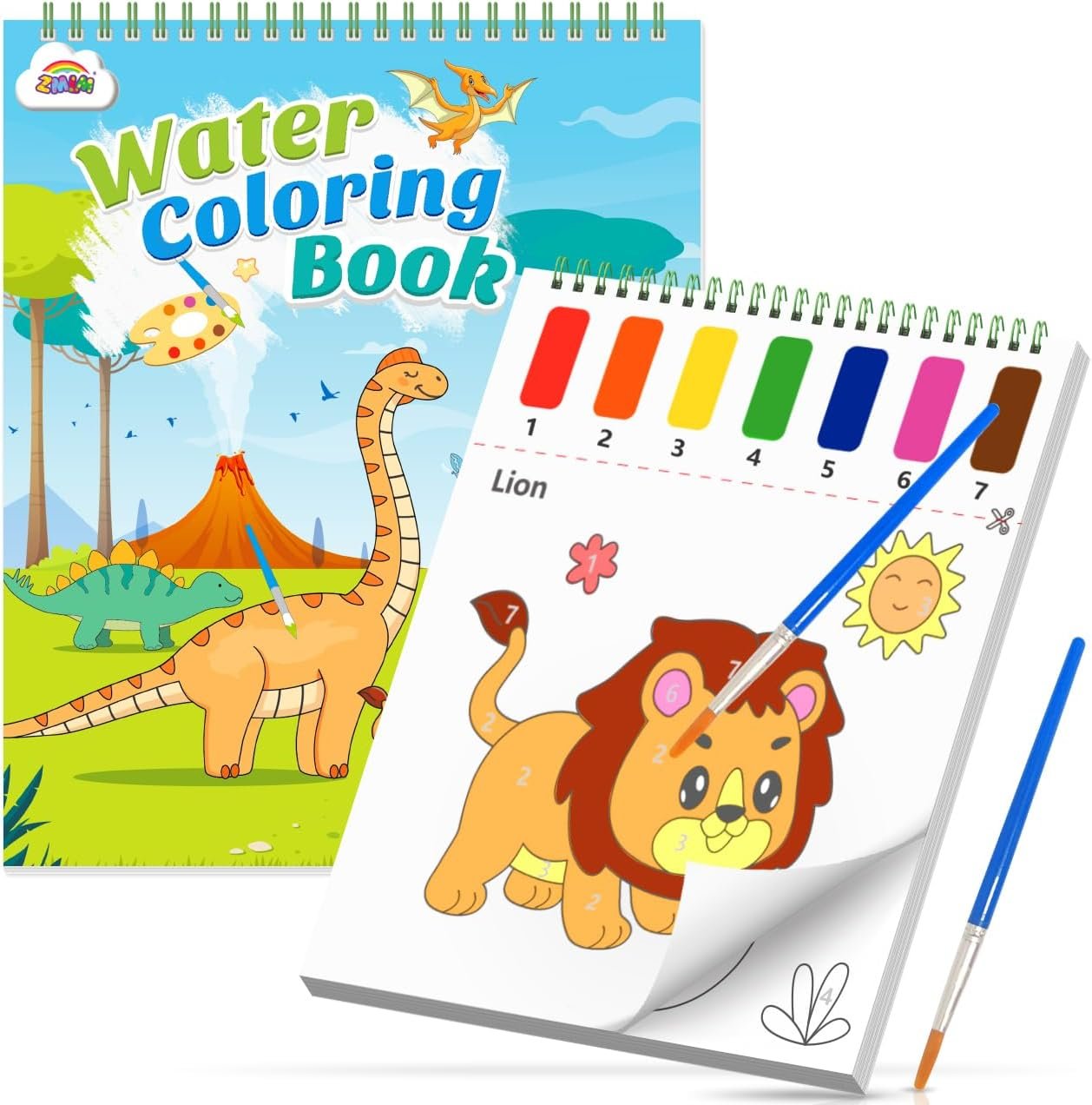 ZMLM Paint with Water Coloring Books for Toddlers - Mess Free Painting Activity for Kids - Arts & Crafts Gift Toy for Boy Girl Ages 4 5 6 7 8 - Birthday Christmas Easter Stocking Stuffers, Dinosaurs image number 5