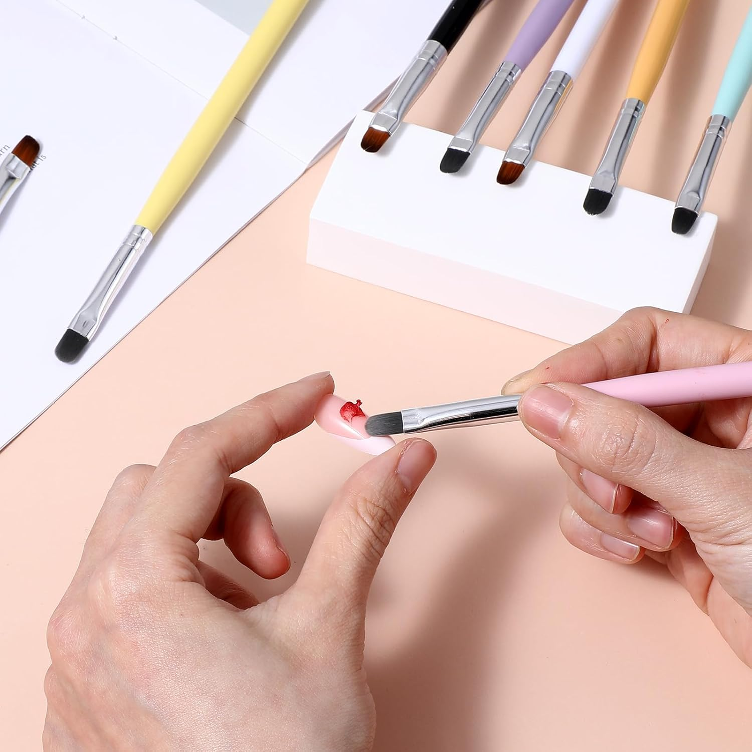 8 Pcs Nail Detail Art Brush Set Wooden for Gel Polish,Ymapinc Gel Nail Brush Tools,Liner Dotting Tools,Builder Dotting Tools Accessories image number 2