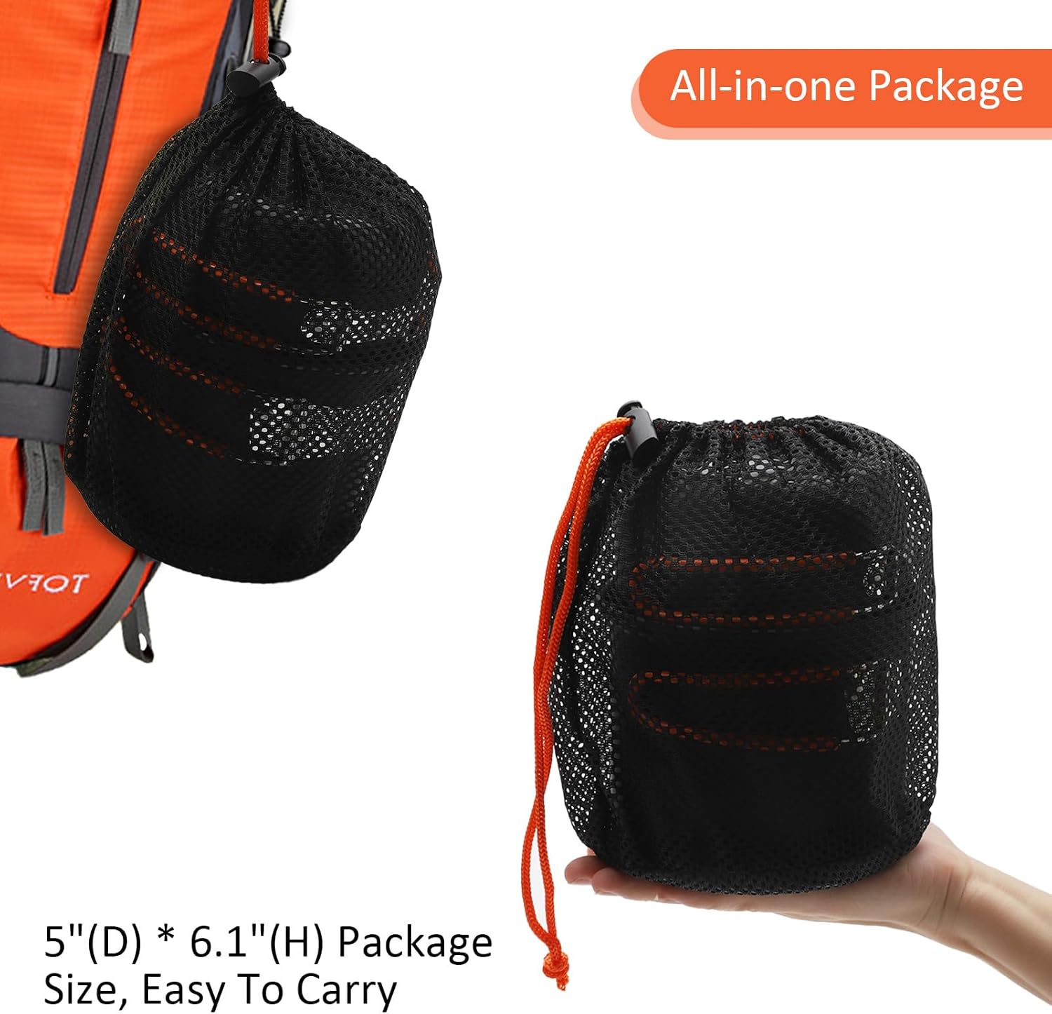 HENGBIRD 15-Piece Camping Crockery Set, Foldable Camping Cookware Set, Camping Pots Frying Pan with Stainless Steel Cutlery, Drinking Cup, Mini Camping Stove for Hiking, Outdoor Cooking, Picnick, 1-2 image number 6