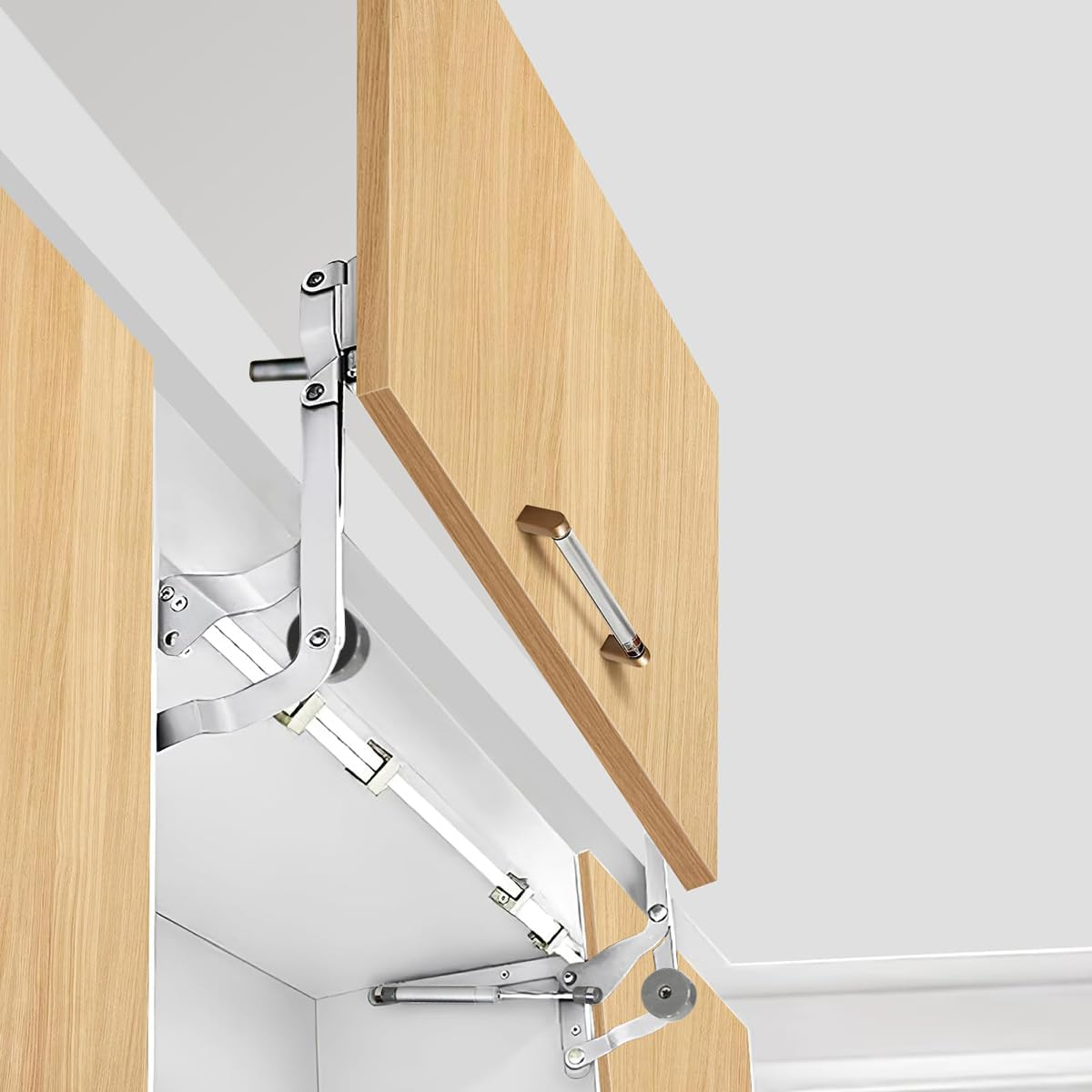 Howhy Cabinet Door Hinges Set,Vertical Swing Lift up Stay Pneumatic Arm Kitchen Mechanism Hinges with Slow Closing, Durable Silent(Suitable for Cabinet Width:23.62"-35.43") image number 1