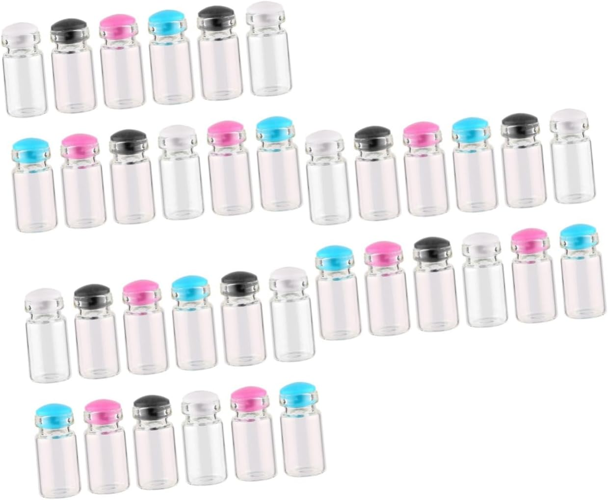 Ciieeo 150Pcs Mini Glass Jars Silicone Plug Small for DIY Wish Bottles for Message Weddings and Party Favors Random Color