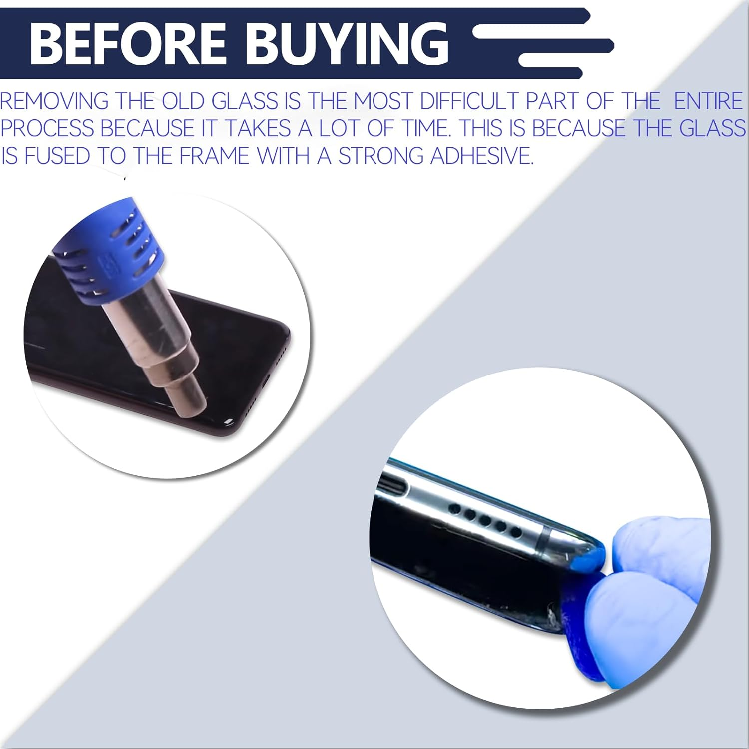 Rongzy Battery Cover Suitable for Huawei P30 Lite/Nova 4E Back Cover Battery Door Housing Back with Tool Kit (Blue) image number 2