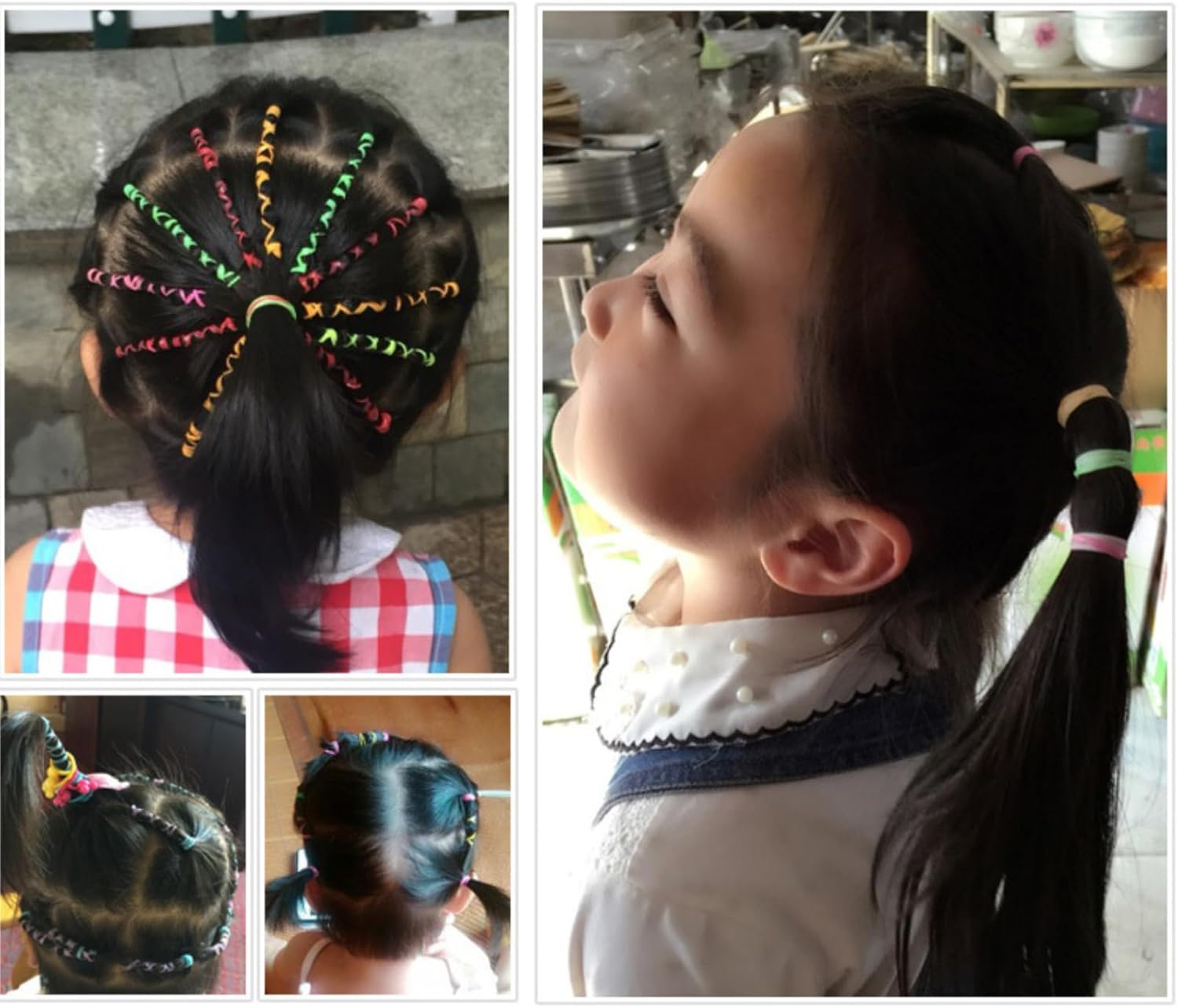 1000Pcs Assorted Color Hair Elastic Rubber Bands, MH MOIHSING No Damage Soft Baby Hair Ties Tiny Ponytail Bands Stretchy for Girls Women Braiding Hair Accessories with Box Package - STRONG & REUSEABLE