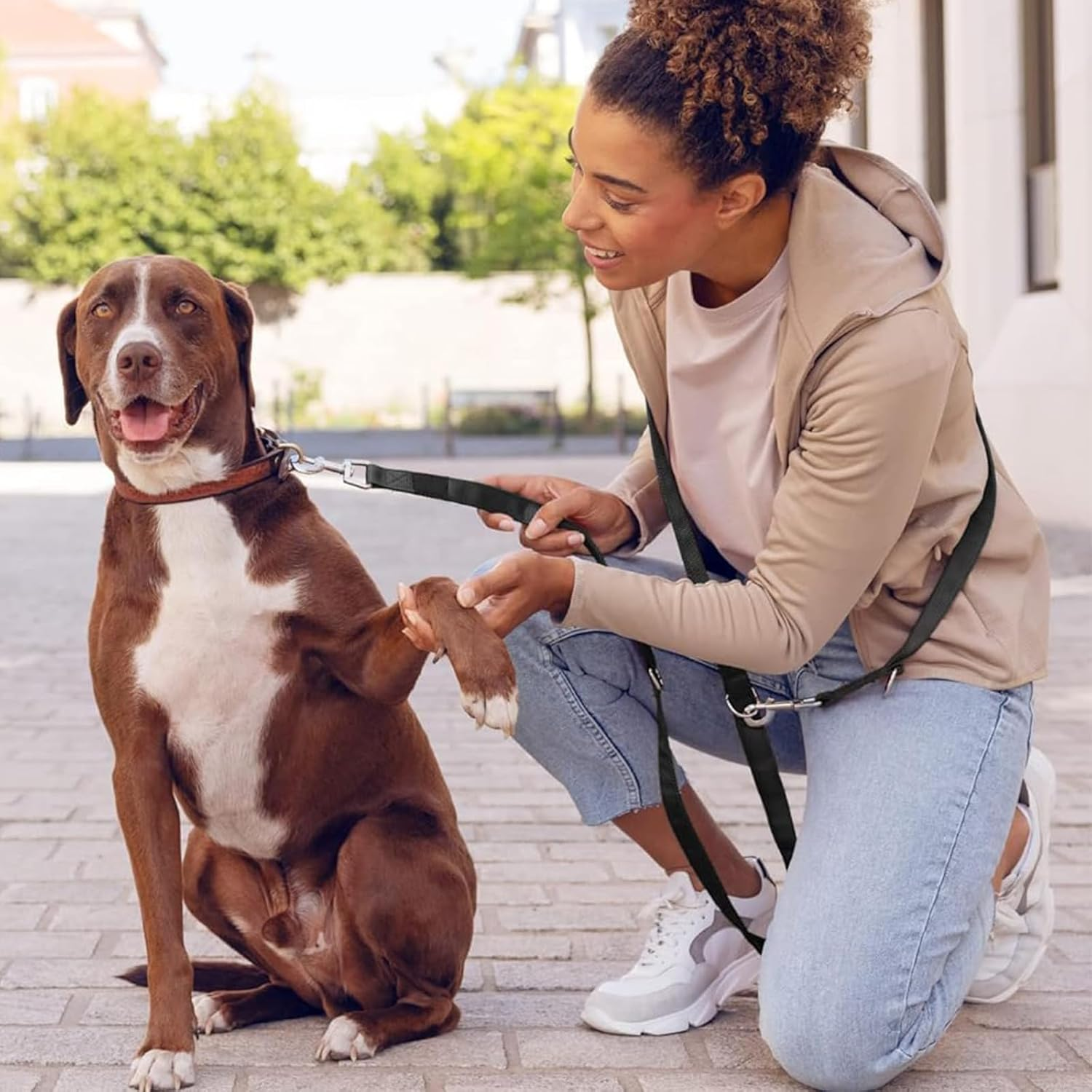 Dog Lead 210 X 2.5 Cm Adjustable Recall Lead with 2 Carabiners Adjustable Exercise Lead Lead Dog Lead Adjustable for Small, Medium Dogs Pet Trainer Lead Splitter image number 1