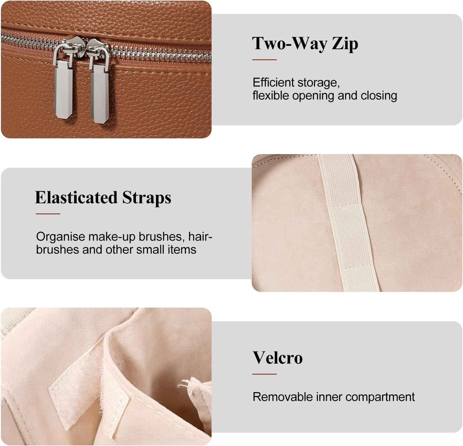 Makeup Bag, Travel Leather Cosmetic Bag with Removable Divider, Portable Make up Case Organizer Bags with Compartments and Handle - Wine Red image number 4