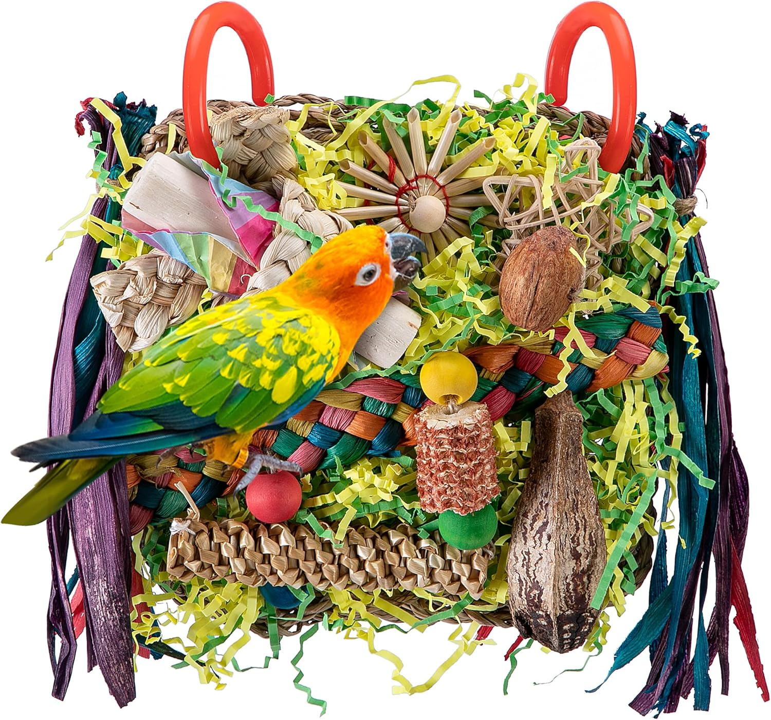 Bird Toys, Parrot Toys Foraging Swing Mat Parrot Cages Hanging Toys, Cockatiels Bird Grass Mat Climbing Wall with Seagrass, Birds Cage Accessories, Lovebird Accessories for Small Birds image number 4