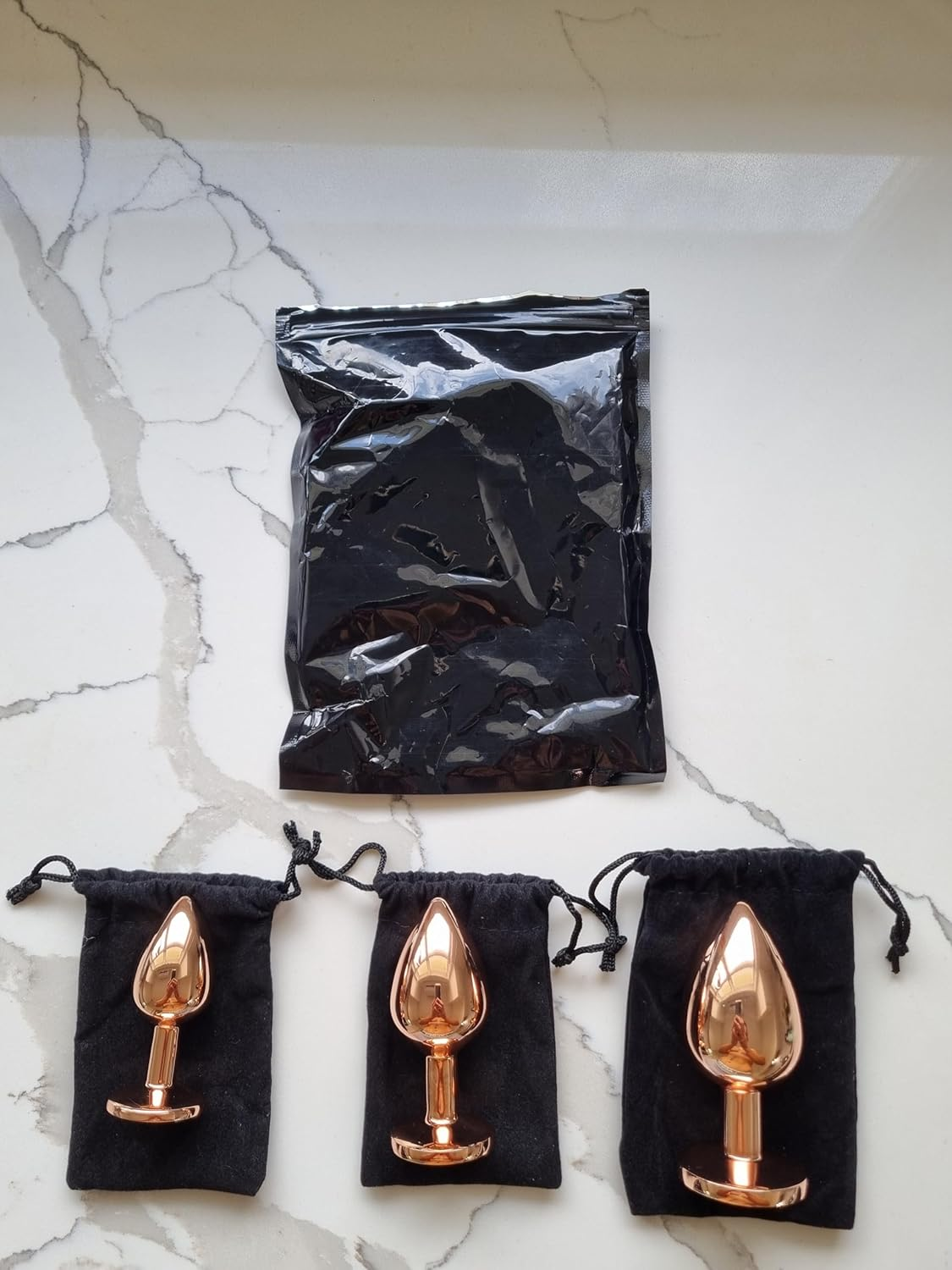 Rose Gold Stainless Steel Butt Plug - 3 Pcs Anal Plug Female Male Sex Toys image number 1