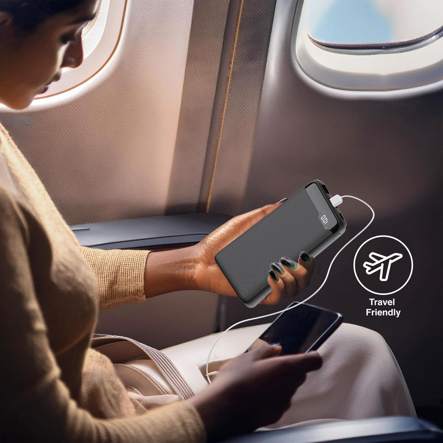 Laser Chargecore Powerbank with Battery Display 10000Mah, Dual USB Charger, 10W Fast Charging, Portable Charger, USB-C & Micro USB Inputs Compatible with Iphone/Android, Tablets, Ipad and Smartwatch