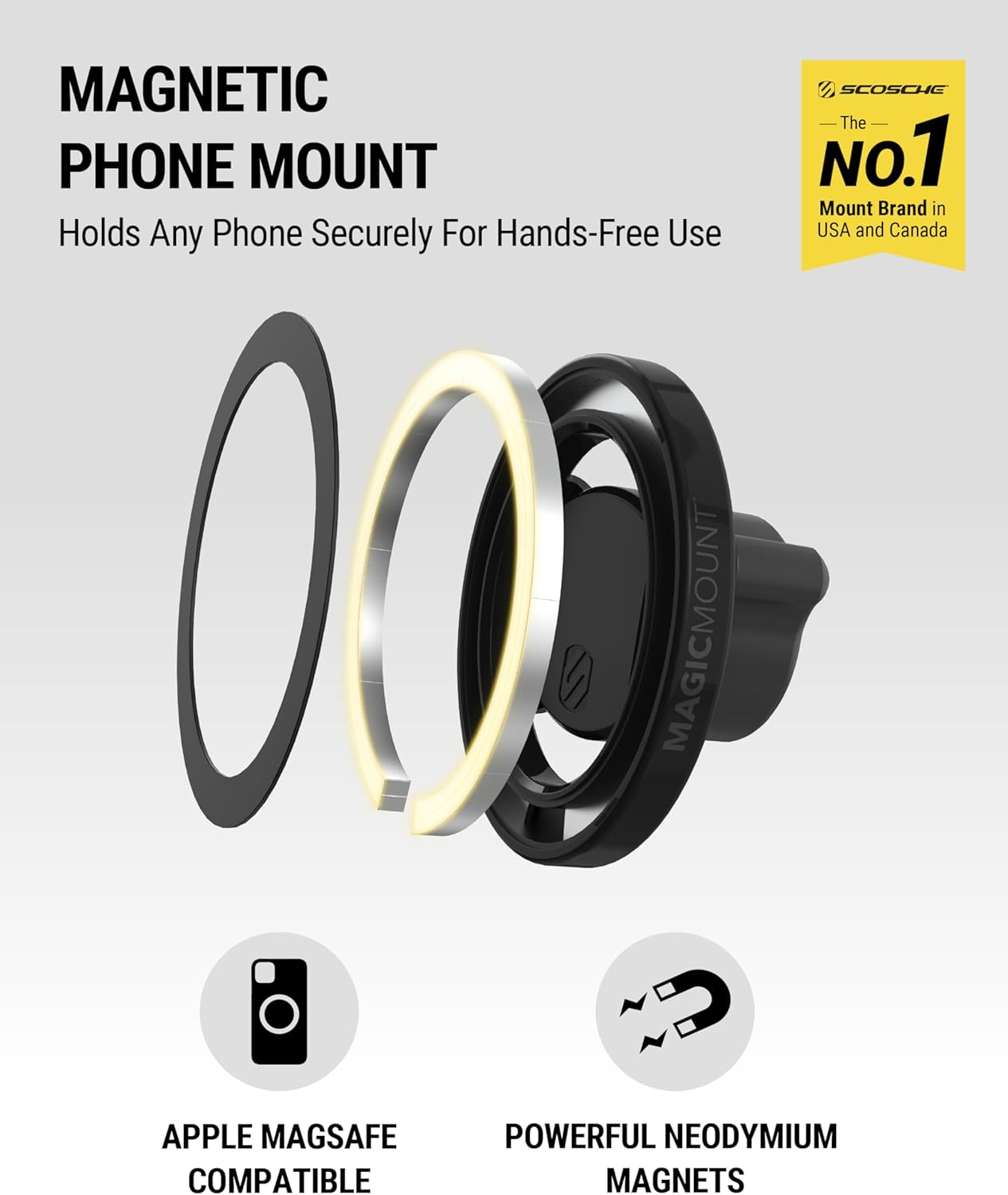 Scosche SMS1CD Magsafe CD Slot Phone Mount, Adjustable Magnetic Cell Phone Holder for Car CD Player, Compatible with Iphone 16 15 14 13 12 Pro Max Mini Plus, Mag Safe Case & More with Magsafe Ring image number 3