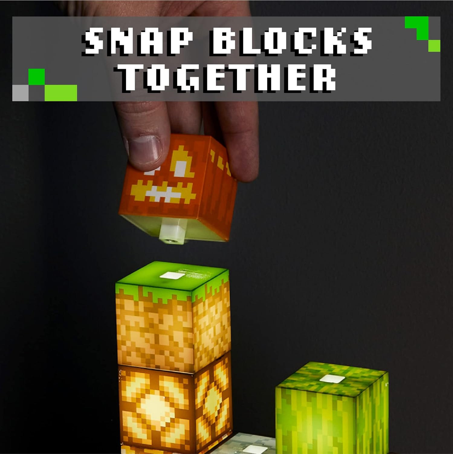 Minecraft Block Building Light 16 Rearrangeable Light Blocks and Bedrock Base Minecraft Bedroom Accessories Lamp Night Light image number 4