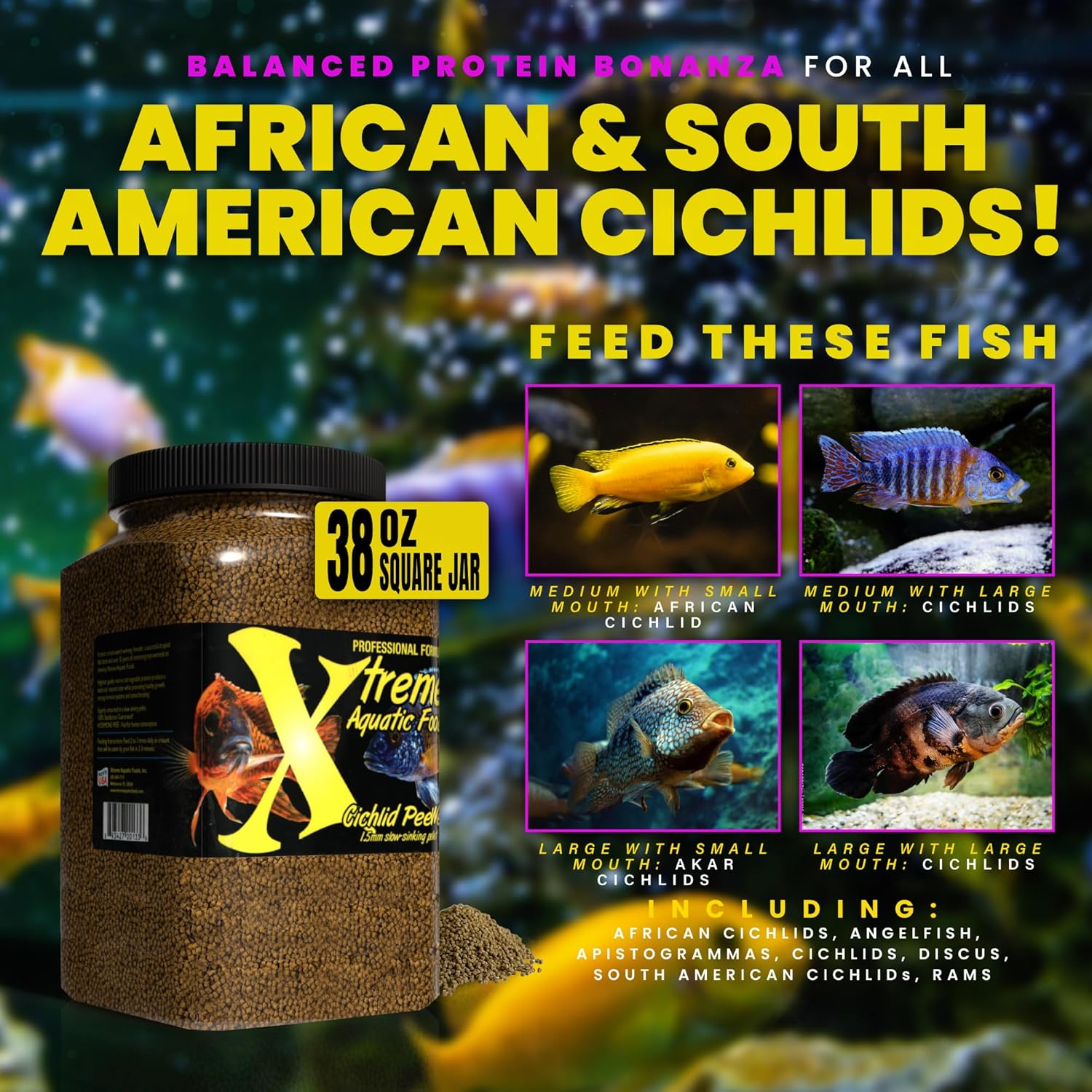 Xtreme Aquatic Foods Cichlid Peewee 1.5Mm Slow-Sinking Pellets 1077 Grams (38Oz) image number 3