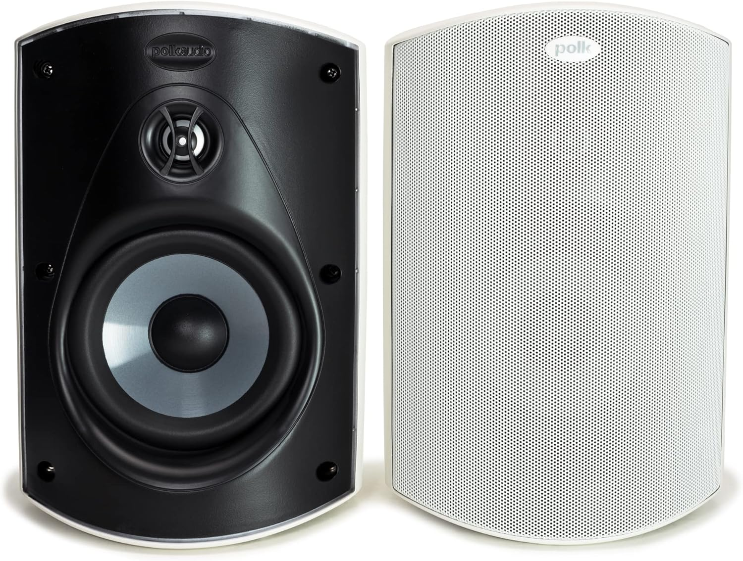 Polk Audio Atrium 5 Outdoor Speakers Black with Powerful Bass, All-Weather Durability, Broad Sound Coverage, Speed-Lock Mounting System, Pair, White