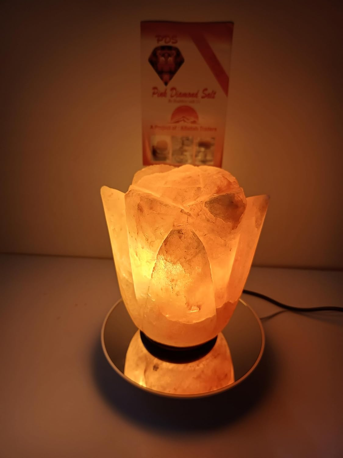 Premium Himalayan Large Lotus Salt Lamp 100% Authentic, Handcrafted from the Foothills of the Himalayas Beautifully Hand Craft Lilly Flower Comes with Complete Electric Fitting &ndash; Quality Guaranteed