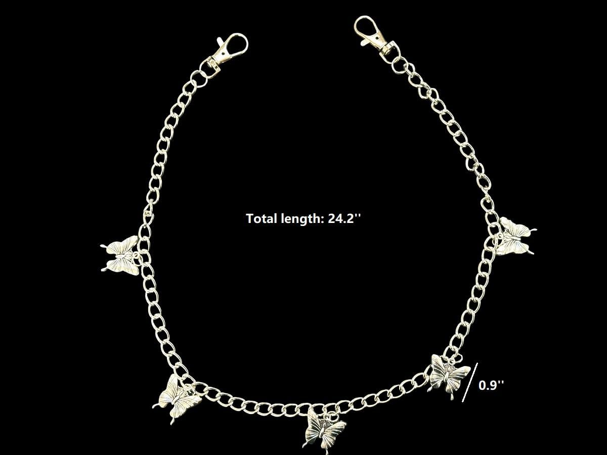 Hip Hop Butterfly Pants Chain Silver Tone Punk Streetwear Waist Chain for Jeans Skirts Wallet Key Bag Women Denim Chain image number 2