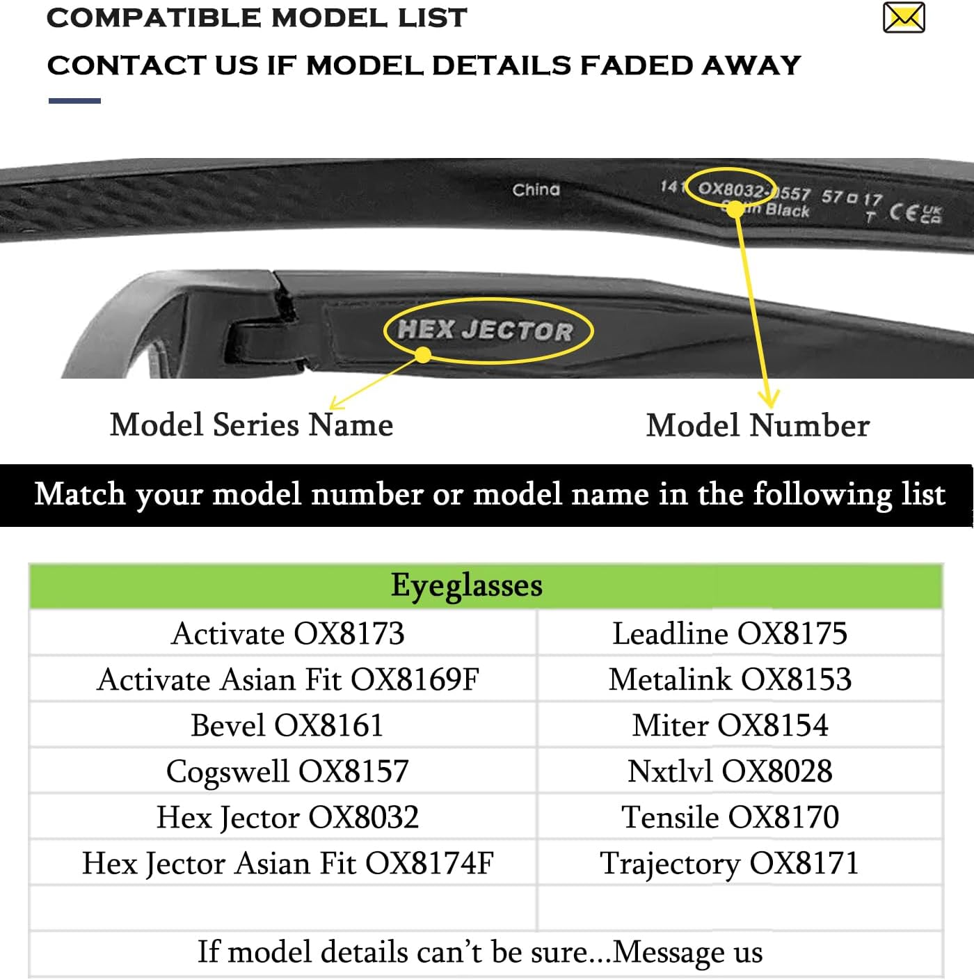 Replacement Nose Piece Nose Pads for Oakley Nxtlvl Ox8028/Hex Jector Ox8032/Metalink Ox8153/Miter Ox8154/Cogswell Ox8157/Bevel Ox8161/Tensile Ox8170/Trajectory OX8171 Eyeglasses, Black Standard Size - 1 Piece Black - Standard Size image number 4