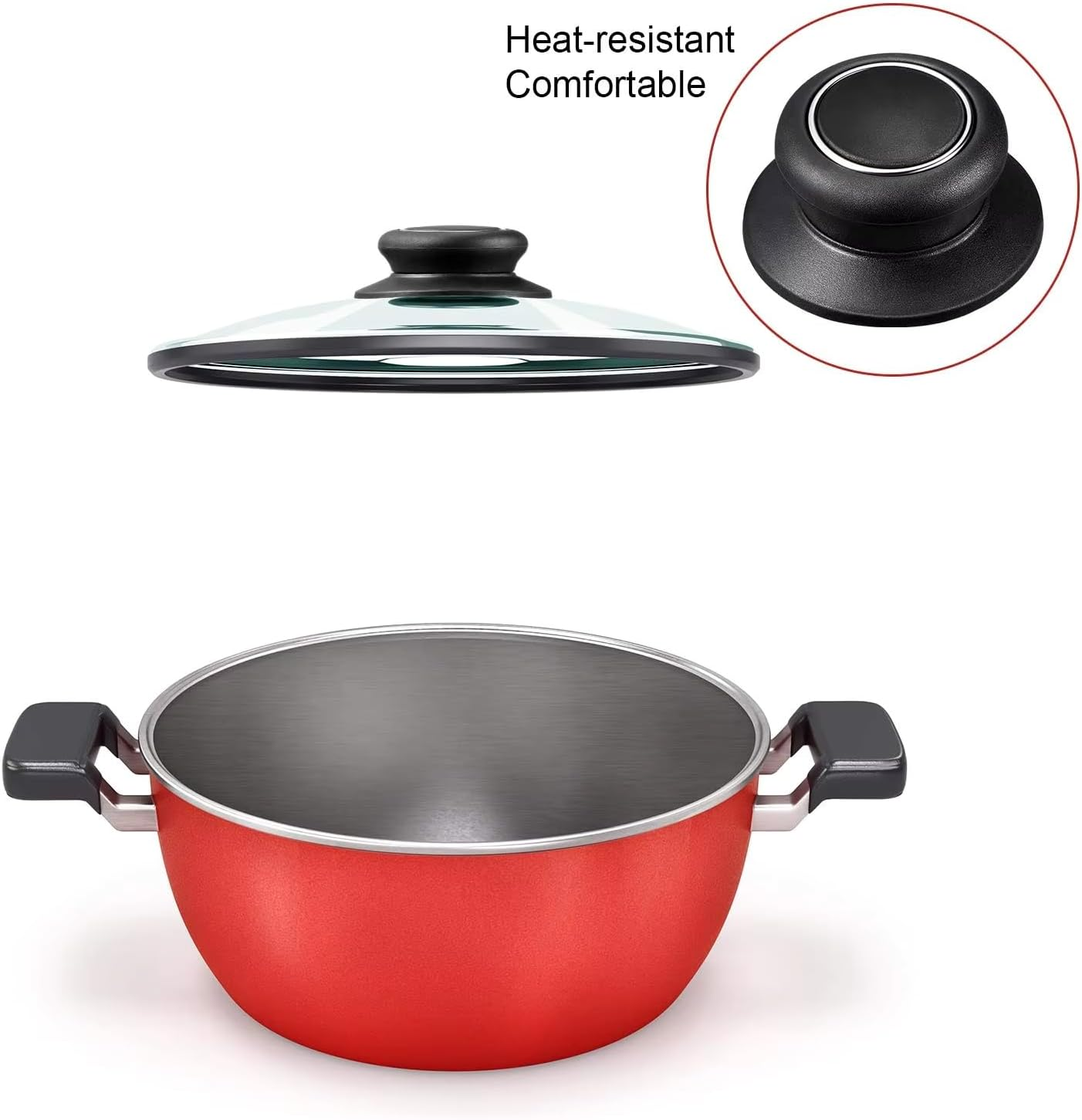 4Pcs Pot Lid Knobs, Bakelite Kitchen Cookware Universal Replacement Handle Knobs, Top Replacement Holding Handle for Casserole Kettle Cover Glass Saucepan Pot Lid image number 4