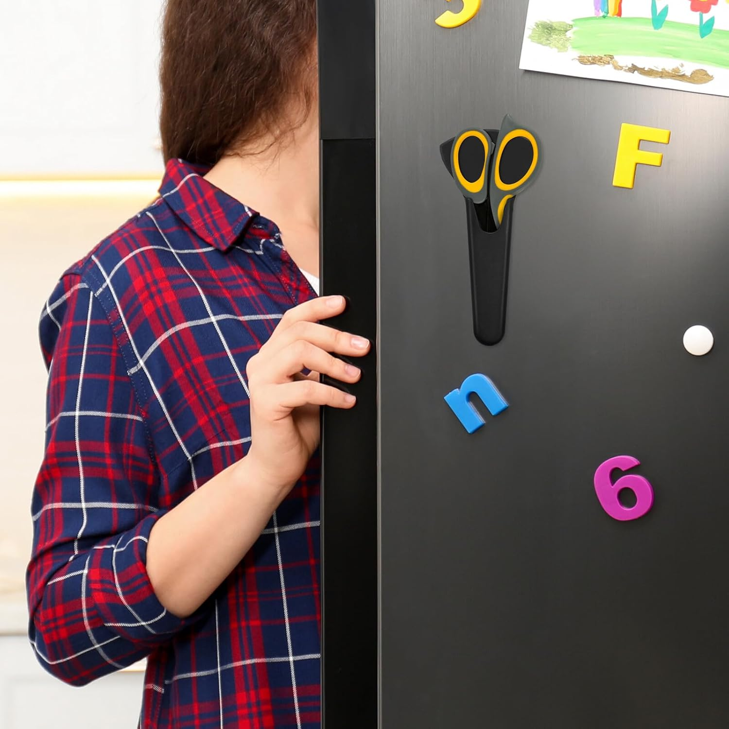 Cabilock Magnetic Scissor Holder for Refrigerator Kitchen Lightweight Plastic Organizer with Wear-Resistant Design and Strong Magnet for Metal Surfaces Home Storage image number 1