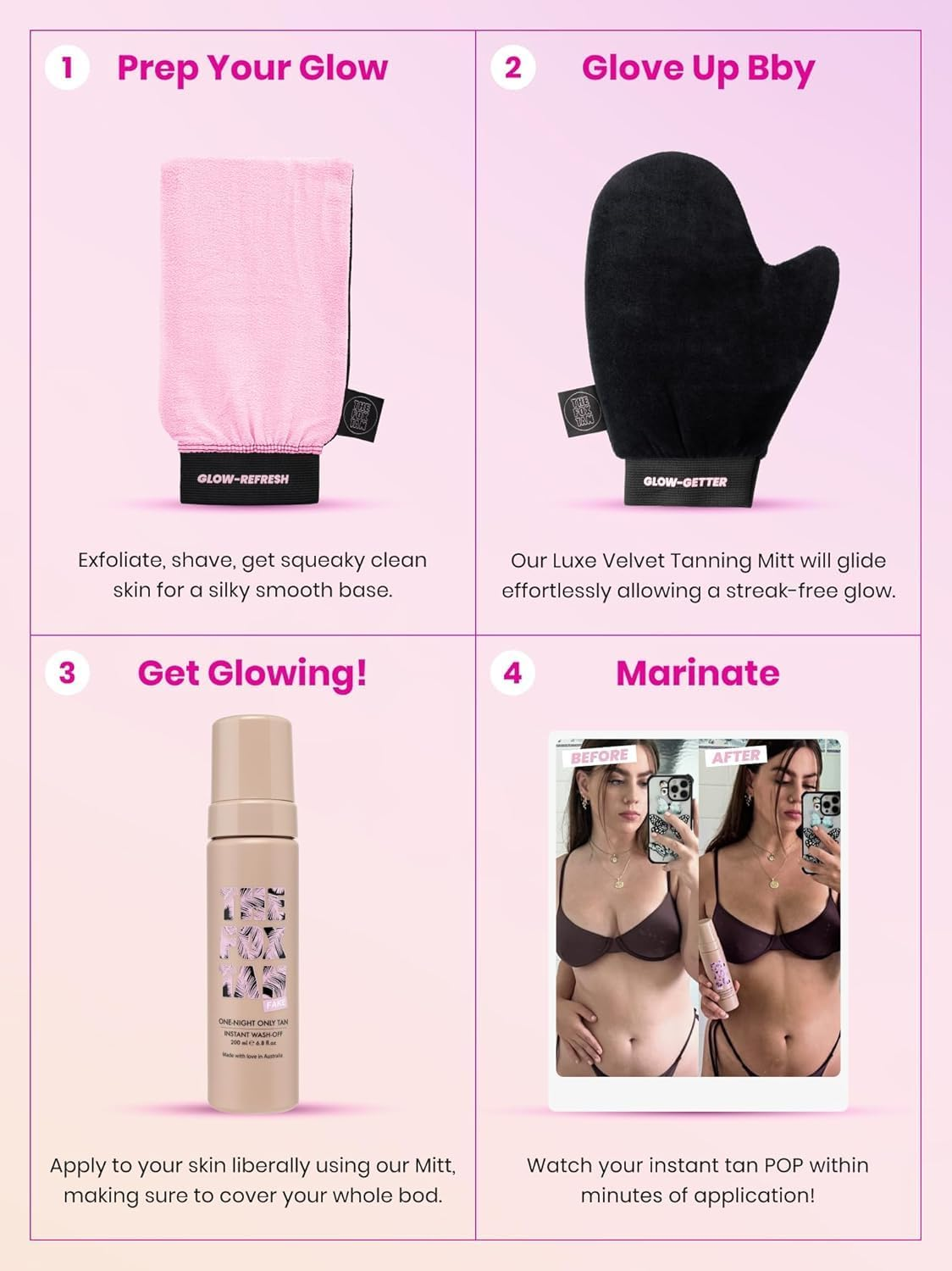 The Fox Tan One-Night Only Instant Tan Wash-Off Mousse, Fast Drying, Temporary Tan Formula for Face & Body, Vegan & Cruelty Free, 200Ml image number 1