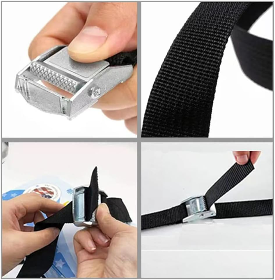 12 Pack Tie down Straps, 1M Heavy Duty Tensioning Belts, Adjustable Cargo Straps Ratchet Straps, Strap with Buckle, Lashing Straps Suitable for Car Motorcycle Trailer Luggage Cargo(Black) image number 3