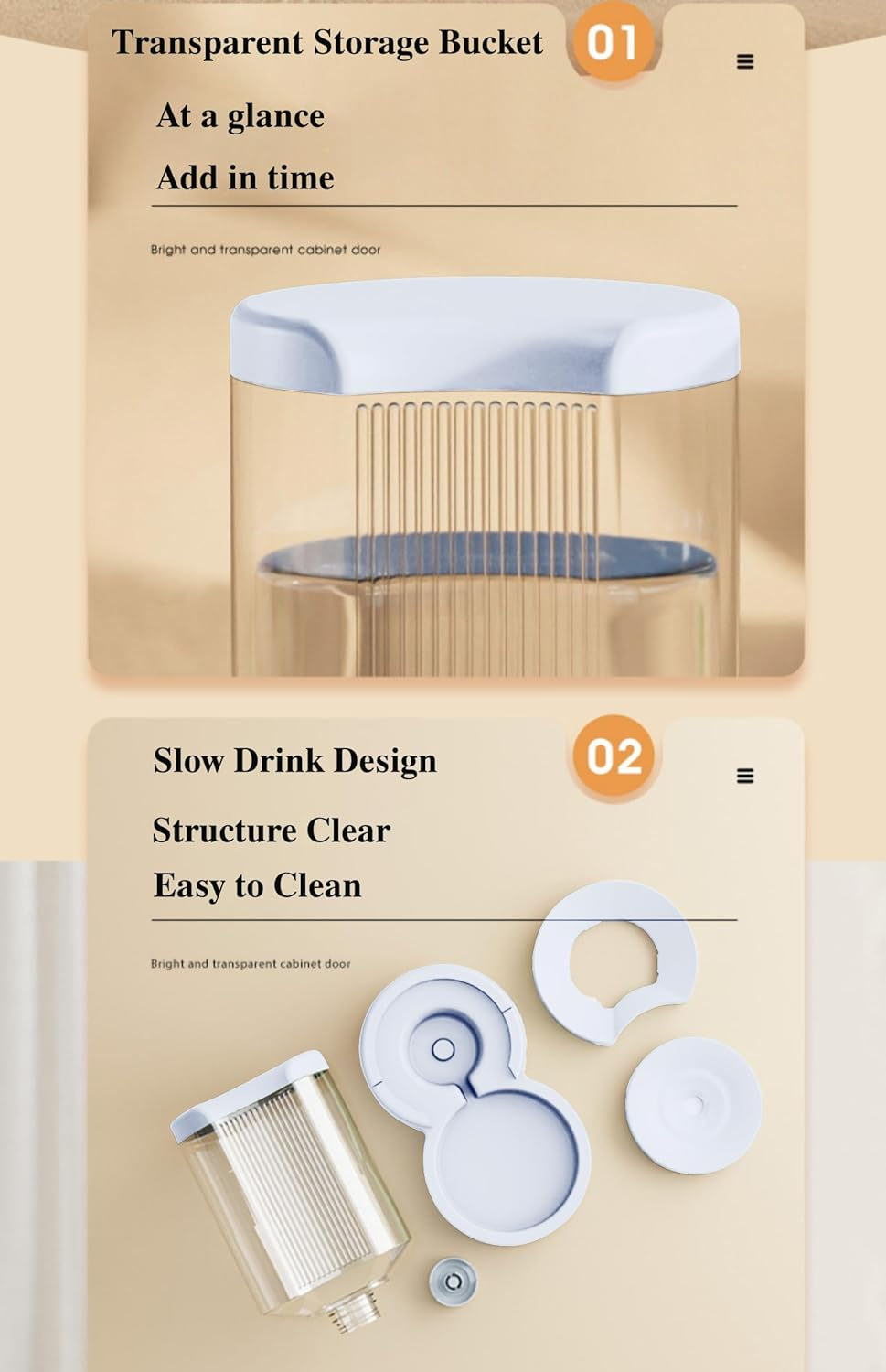 4L Pet Water Dispenser and 2.2KG Food Feeder - Large Capacity Automatic Gravity Feeder for Cats and Dogs - Transparent Slow Drinking Unplugged (White) image number 4