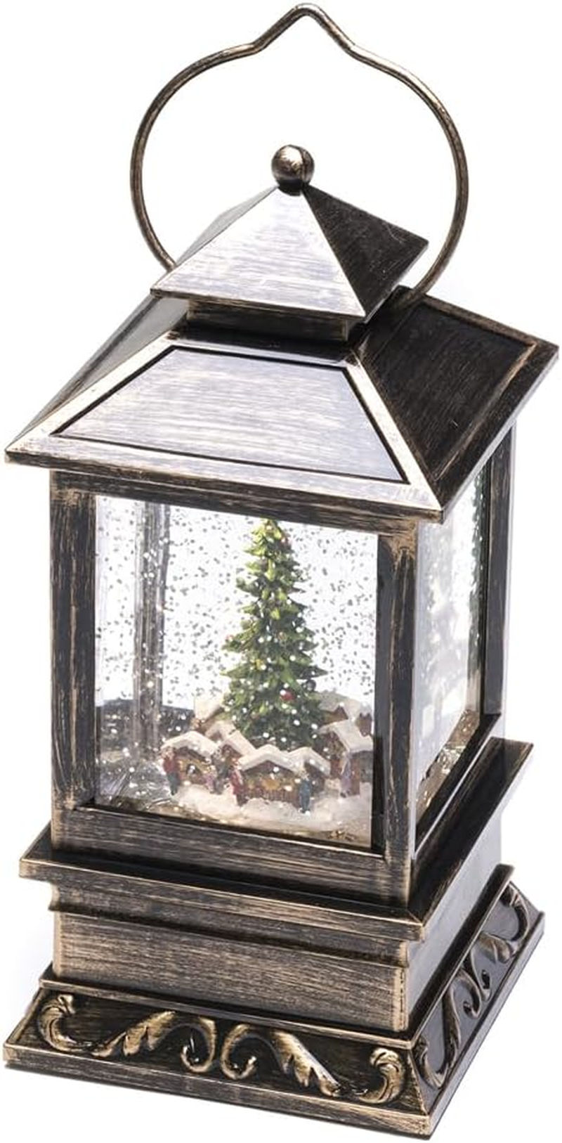 Konstsmide 4365-200 LED Snow Globe Lantern Snowman Family Scene, Water Filled/Water Spinner/Indoor (IP20) with 5 Hour Timer/Battery Operated: 3Xc 1.5V (Excl.)/Christmas Lantern 1 Warm White Diodes