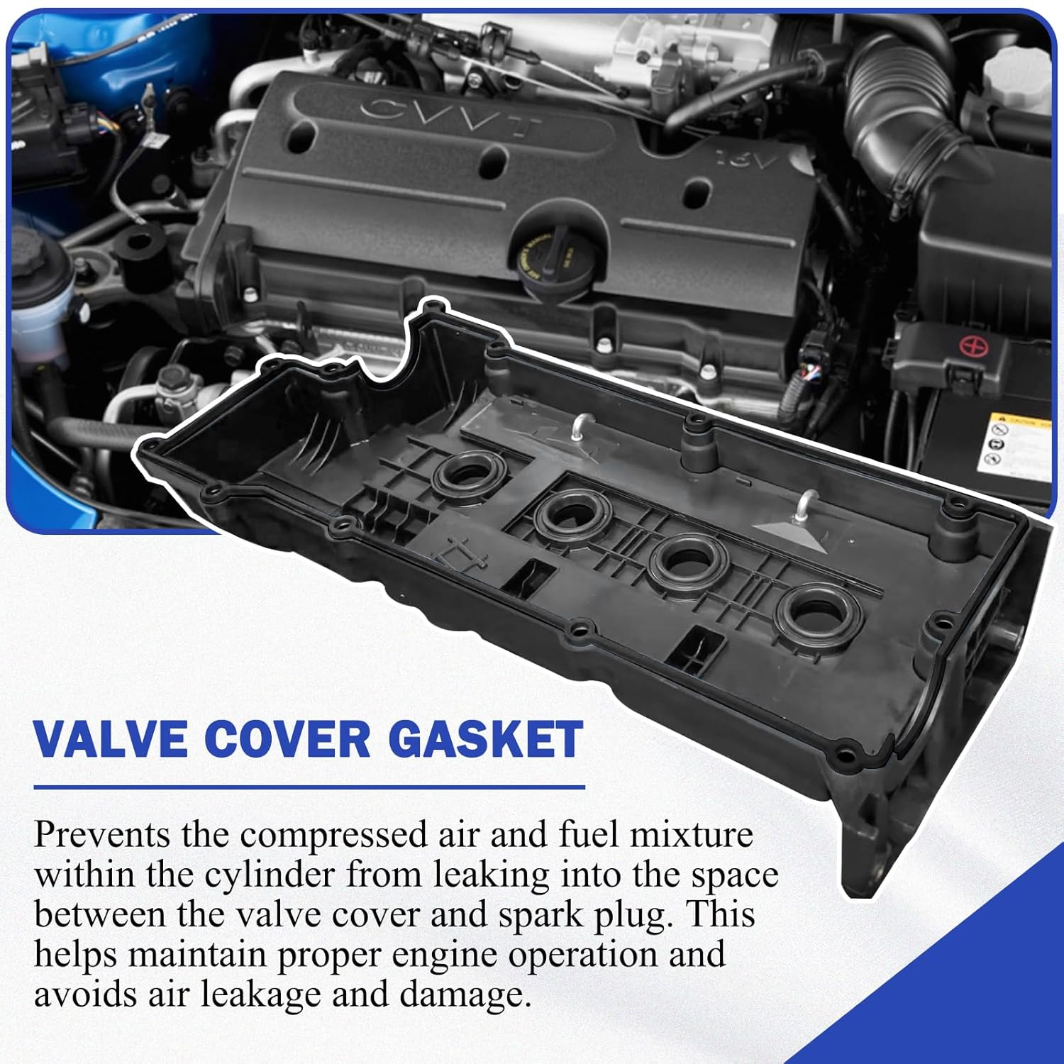 Valve Cover Gasket with Spark Plug Seals for Hyundai Elantra 03-12/Tiburon 03-08/For Tucson 05-09 for Kia Spectra 04-09/Spectra5 05-09/Sportage 05-10 2244123800 2244323001