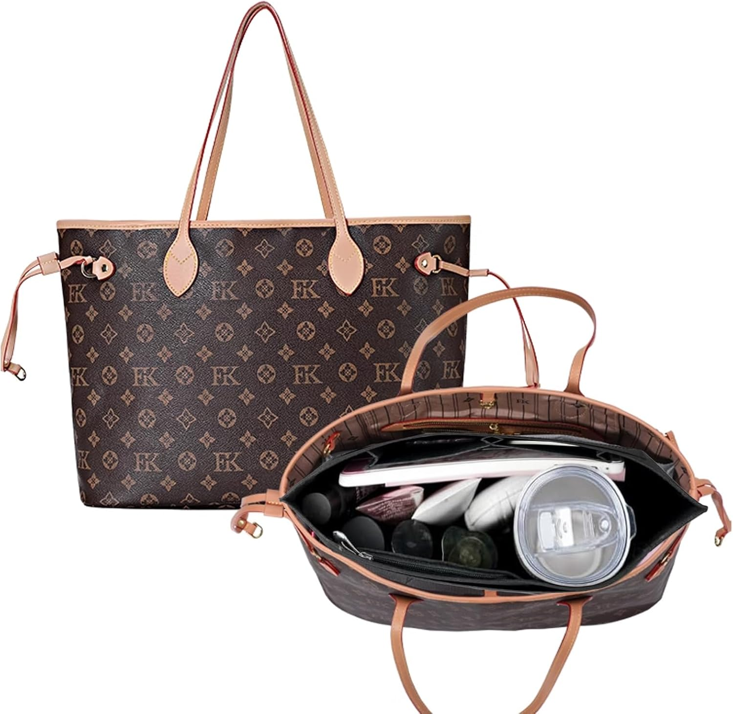 SSKHE Black Bag Organiser for Longchamp, Portable Organiser for Handbag, Purse, Folding Tote Bag, Felt Inner Liner, Multi-Pocket image number 3