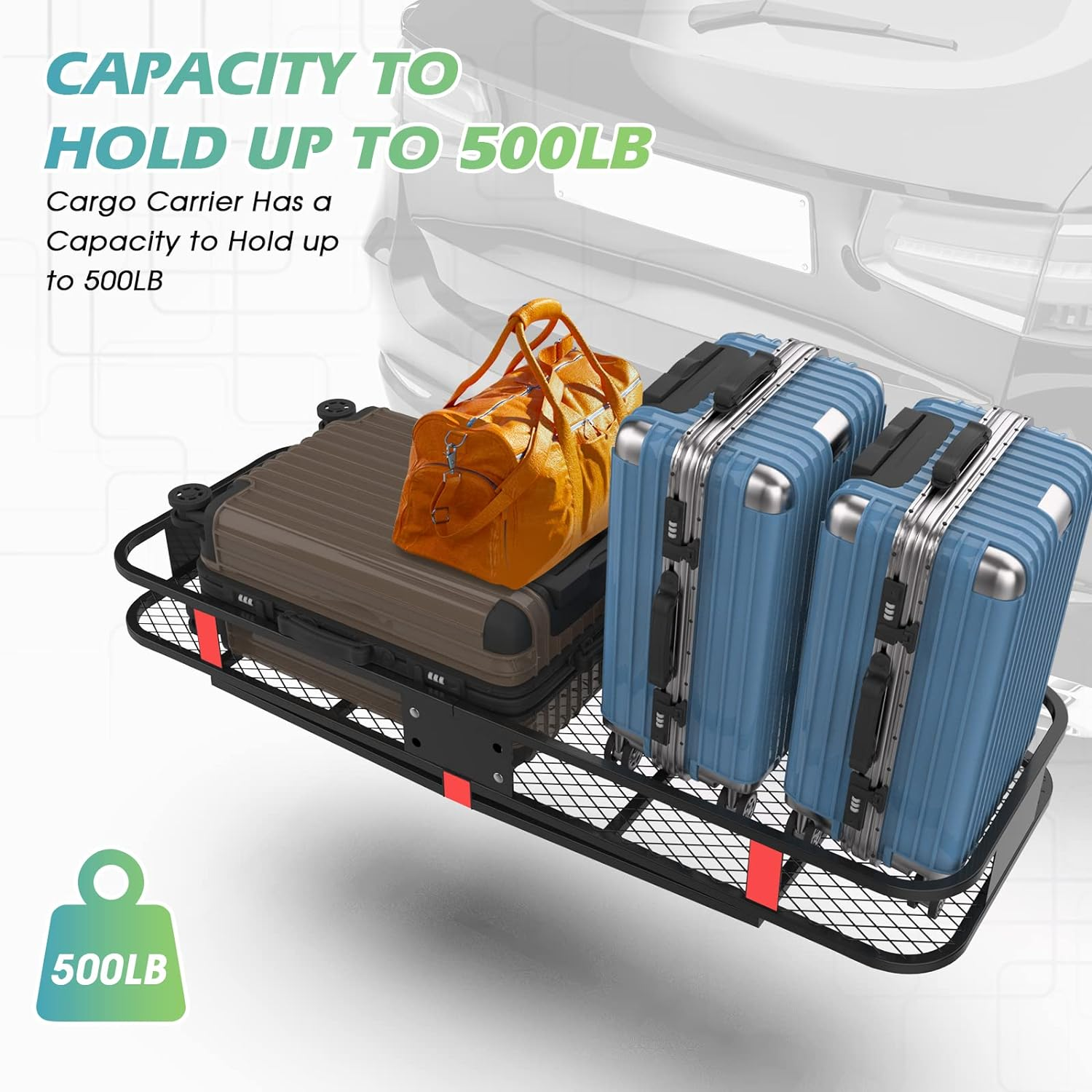 ADVWIN Folding Hitch Mount Cargo Carrier 60X21X6 Inch Fits to 2'' Receiver,550Lbs(227Kg) Capacity Cargo Basket | Trailer Hitch Cargo Carrier | Tow Hitch Cargo Carrier