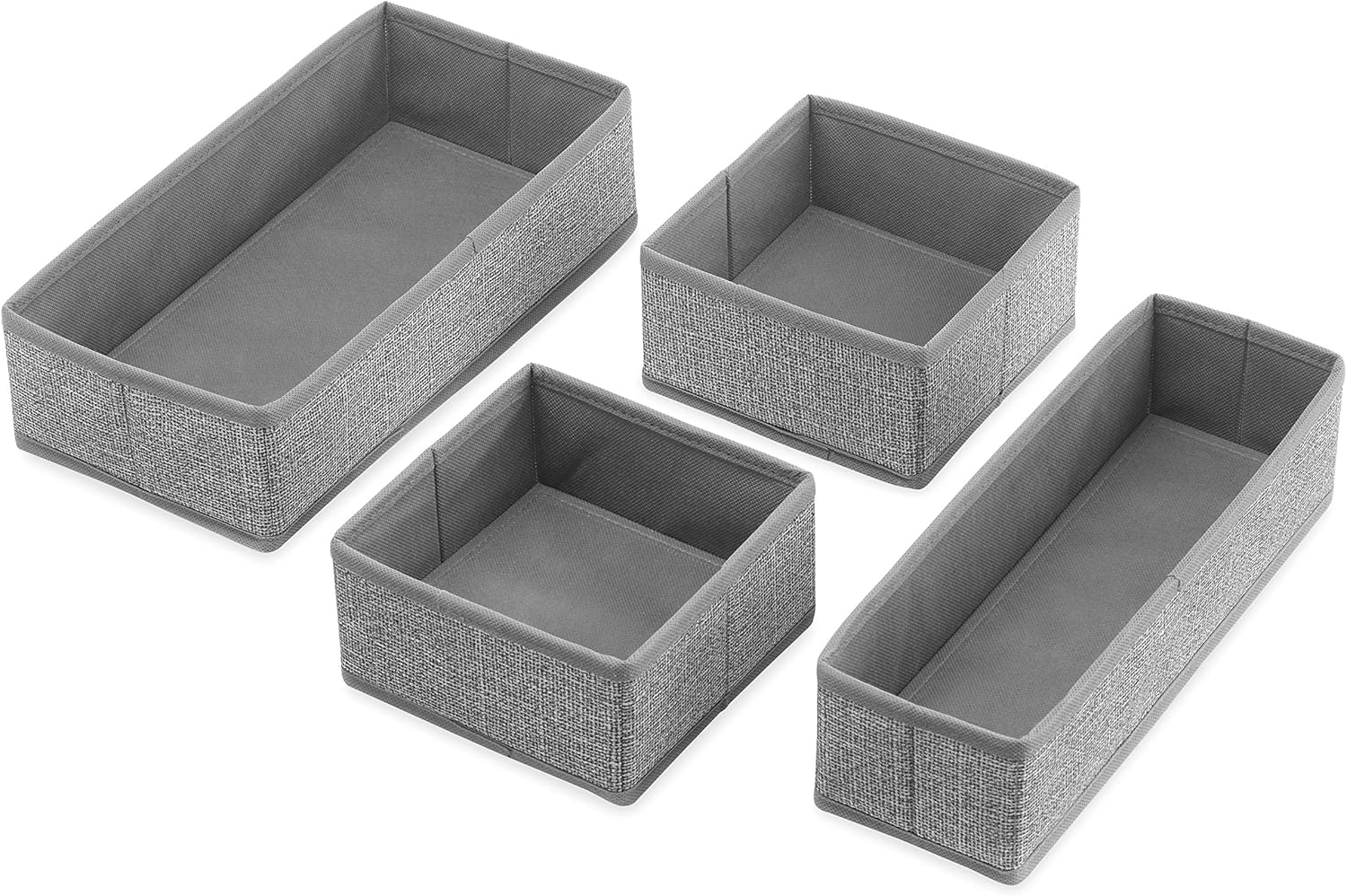 Whitmor Set of 4, Crosshatch Gray Drawer Organizer, image number 2