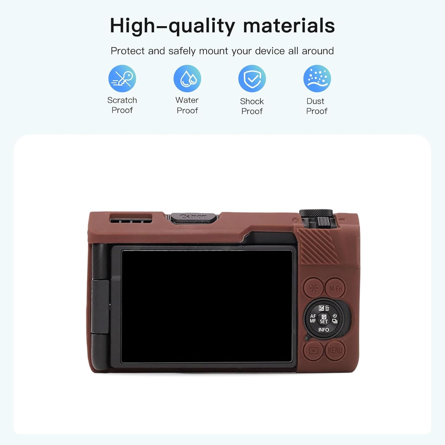 YAJOJO Case for Canon Powershot V1 Camera, Soft Silicone Camera Protective Cover for Canon Powershot V1, Anti-Scratch, Slim Fit, Lightweight (Brown) image number 4