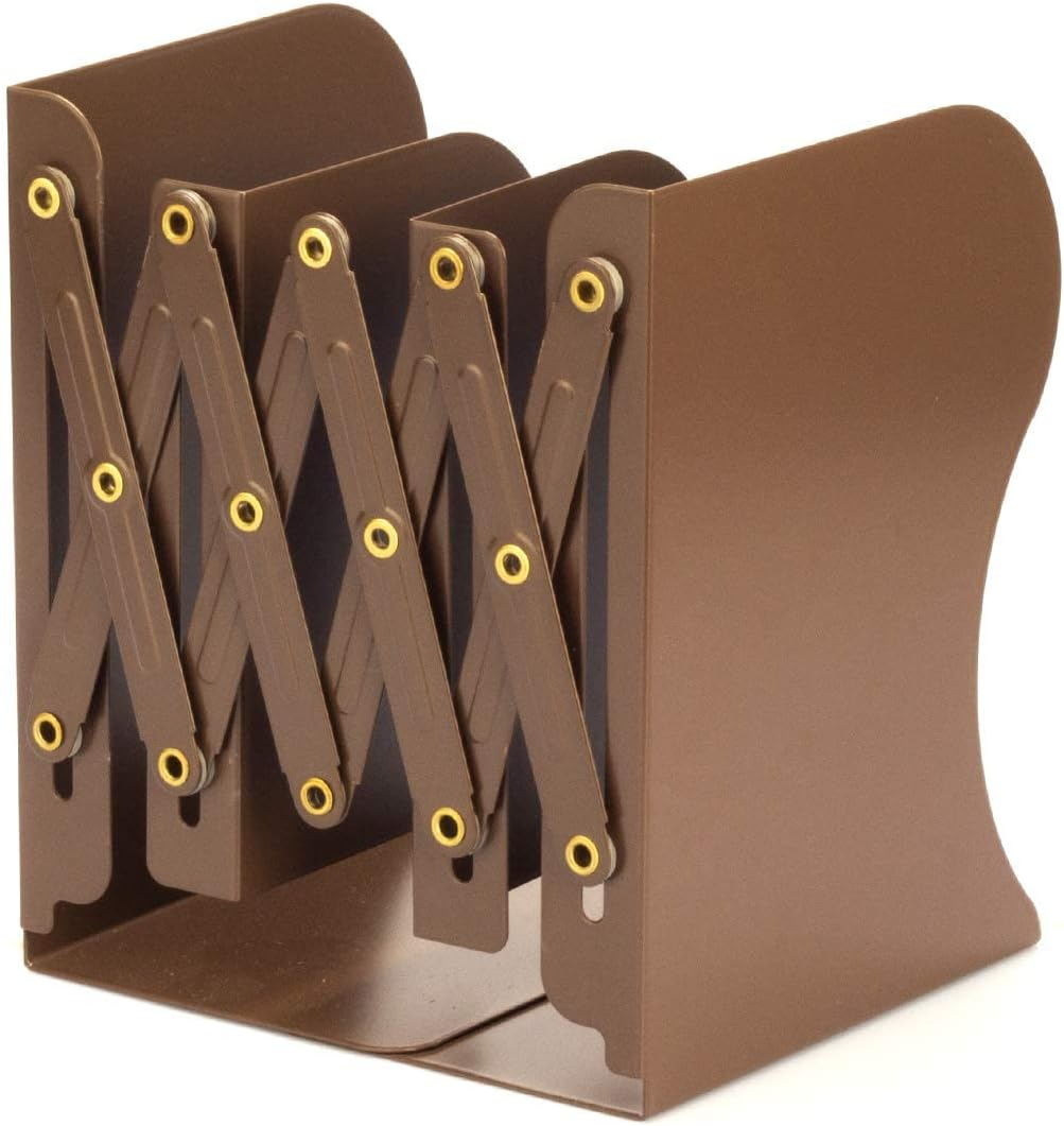 Aobopar Book Ends, Bookends for Shelves, Book Organizer for Desk, Metal Bookends for Heavy Books, Book Holders for Shelves, Suitable for Office, Home and School Use (Brown) image number 6