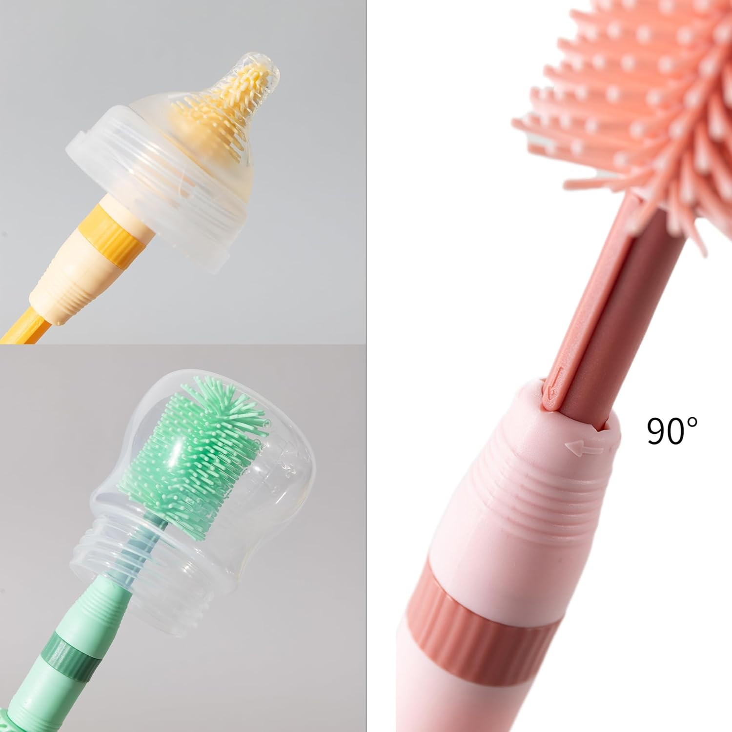 Chemimoso Silicone Baby Bottle Brush for Newborn Anti-Colic Baby Bottles, Portable Travel Bottle Cleaner, Suit for Baby Bottles Less than 8 OZ, Blue - Green image number 2