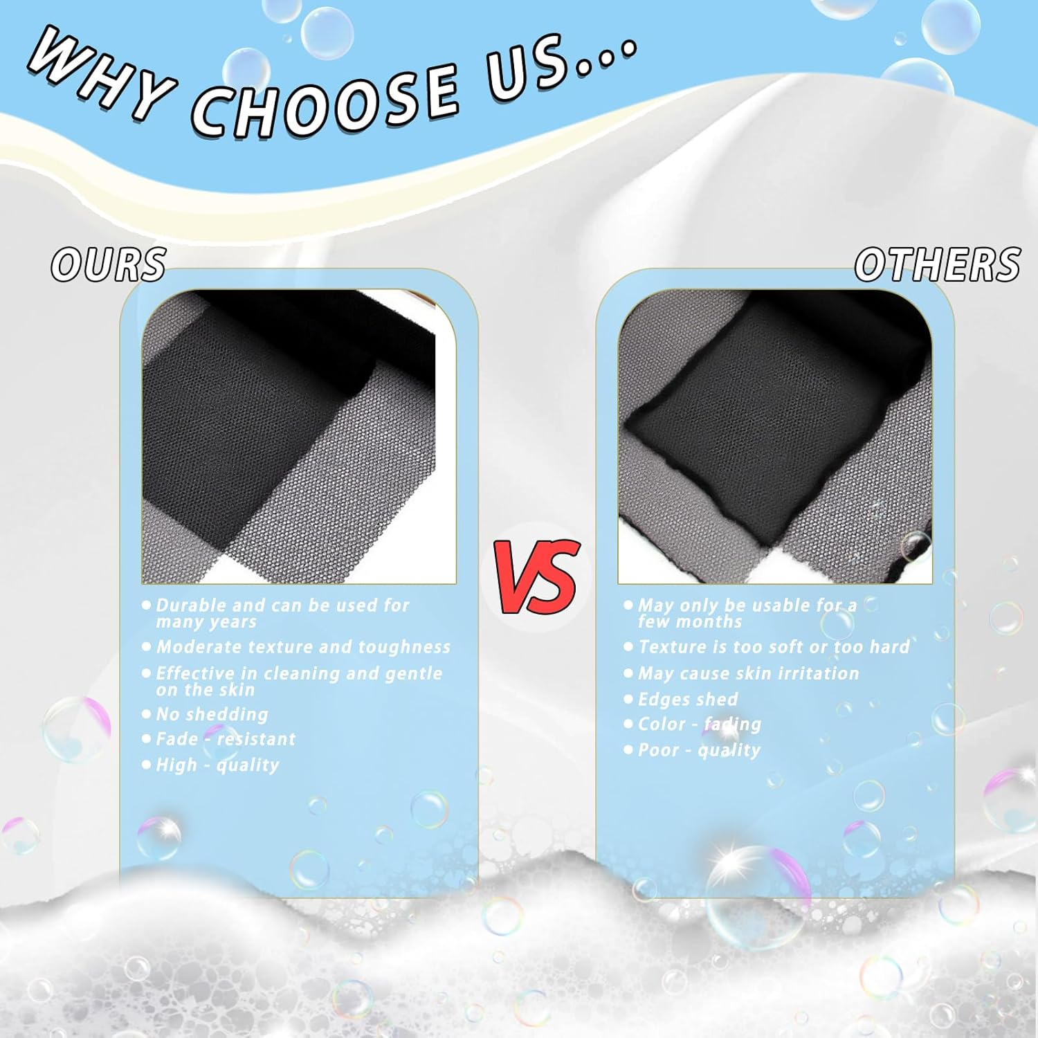 2 Pcs African Net Sponge Authentic Black Bath Sponge, Exfoliating Shower Scrubber Body Scrubber for Women Men, Back Scrubber for Shower image number 3