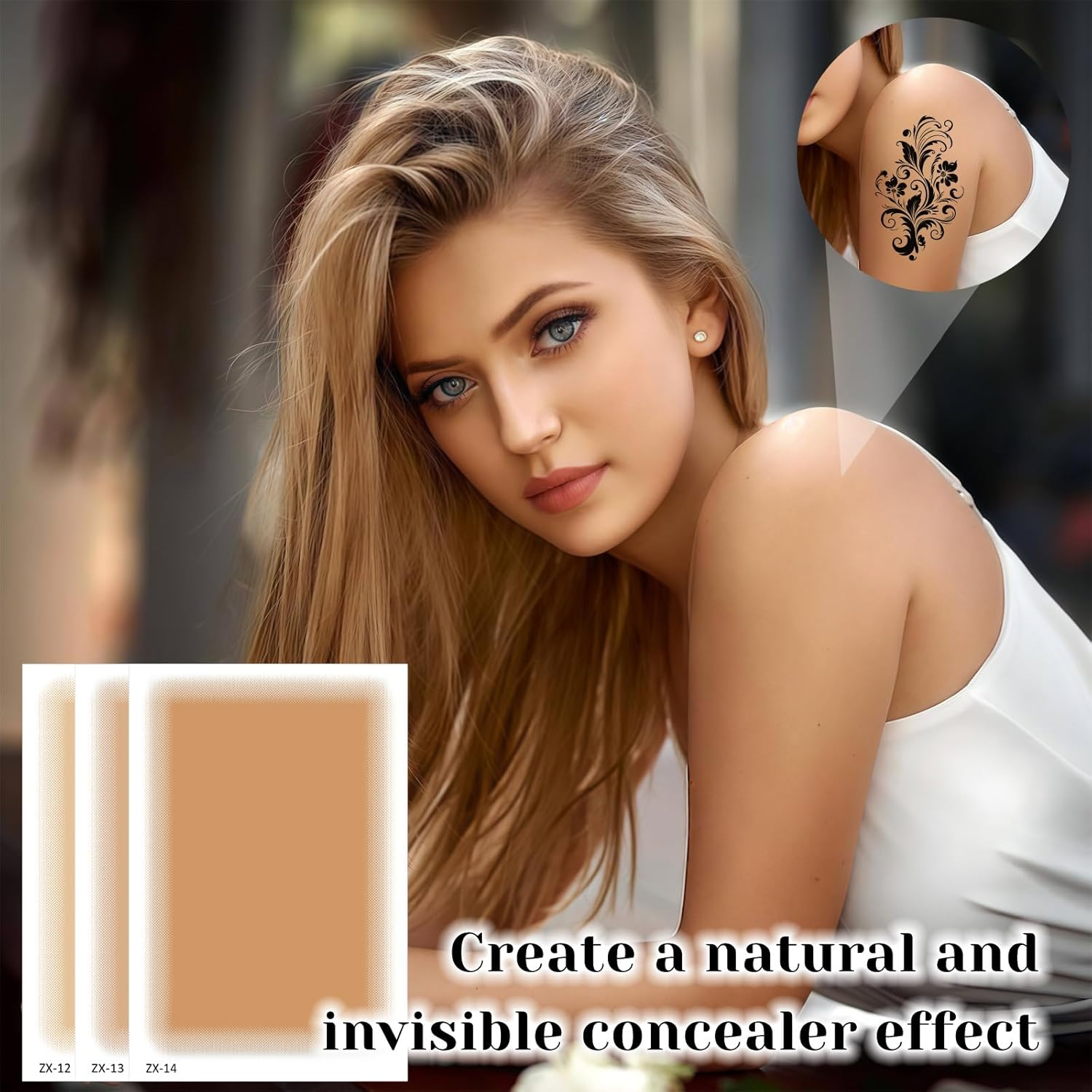DAGEDA 8Pcs Tattoo Cover up Patch,Natural Looking Cover up Tattoos and Scar,Tattoo Cover up Tape, Invisible Waterproof Body Concealer Makeup Sticker-Natural - Dark image number 5