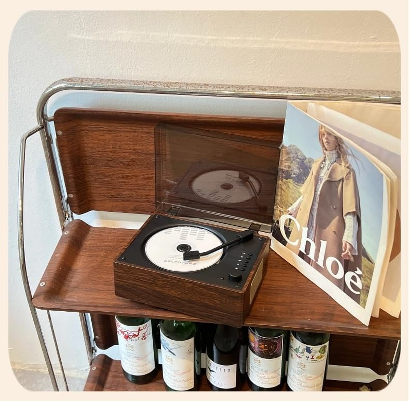 Retro Portable CD Player with Dual Hifi Speakers, Bluetooth 2000Mah Rechargeable Wood CD Music Players for Home image number 3