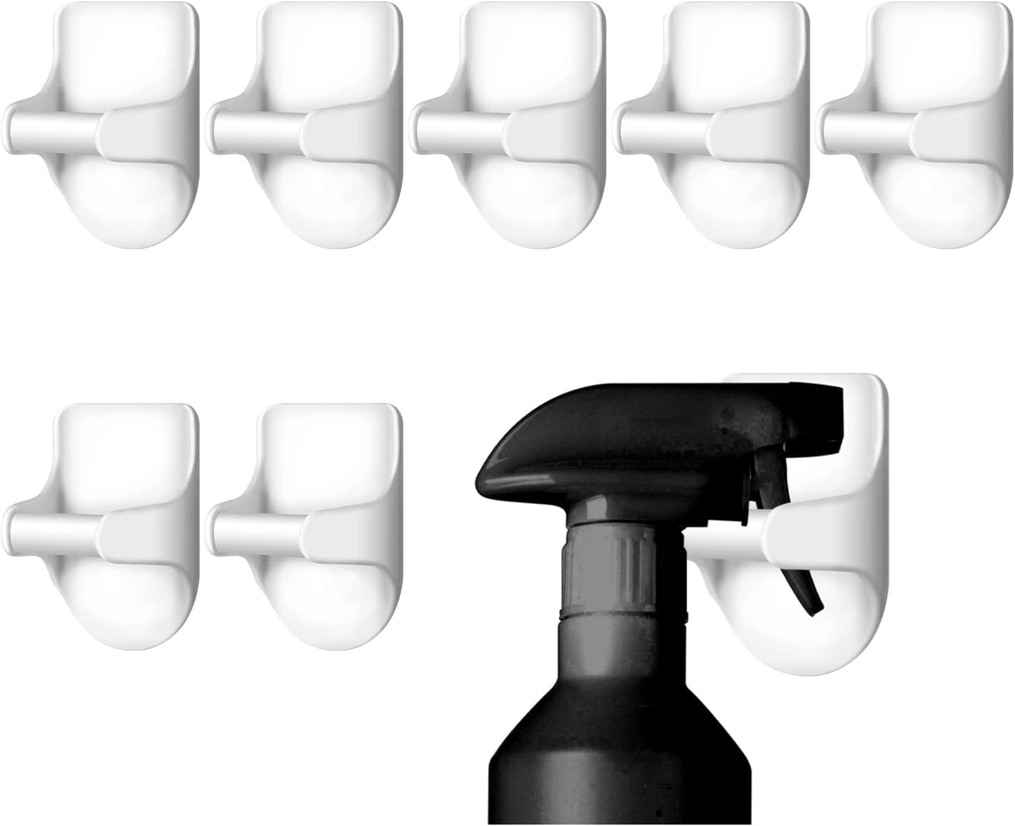 LUTER 8Pcs Spray Bottle Hooks for Cabinet, Adhesive Spray Bottle Hanger Hooks Wall Mount Spray Can Holder for Storage Rack Cabinet Kitchen Extra Storage Space Organizer Hanger image number 4