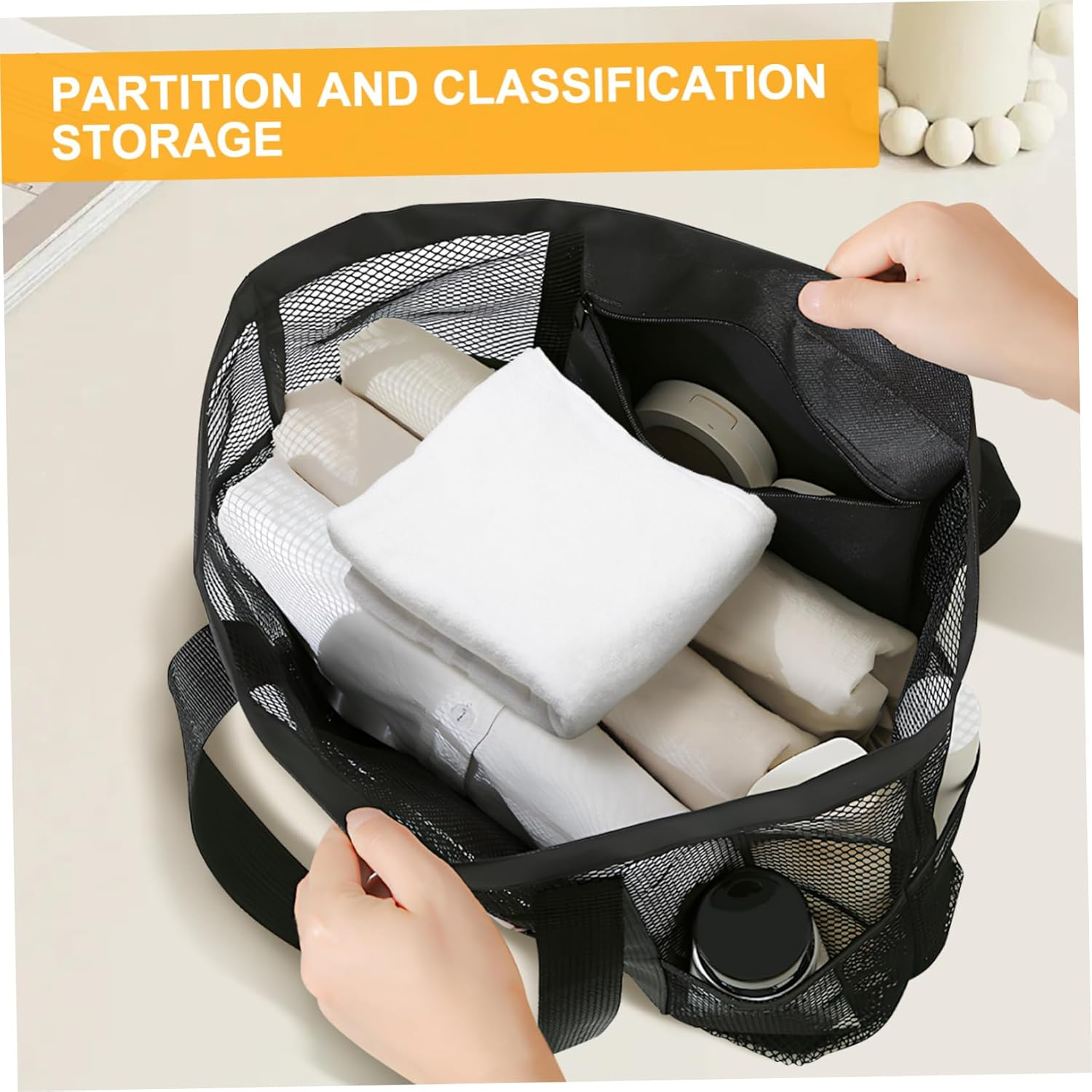 Ipetboom 3Pcs Large Mesh Beach Bag Durable Tote for Women Spacious Travel Handbag for Swimming Gear for Beach Vacations and Outdoor Activities image number 2