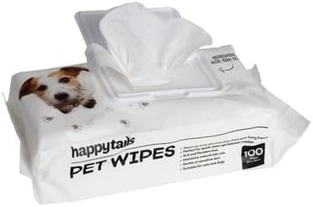 Happy Tails Pet Wipes, 100 Count, Aloe Vera Scented, Removes Mud and Odour (2 Pack) image number 1