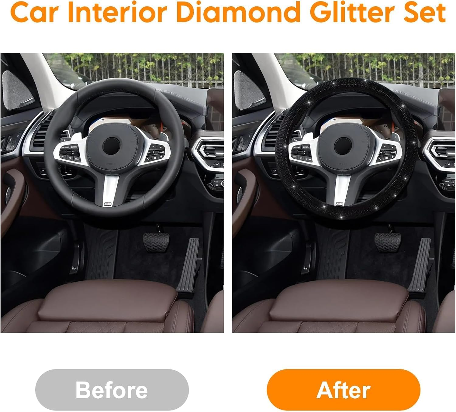 Sparkling Crystal Steering Wheel Cover,1Pc Sparkling Crystal Car Steering Wheel Cover,Sparkling Rhinestone Steering Wheel Cover,Bling Steering Wheel Cover,Steering Wheel Cover with Sparkling Crystals