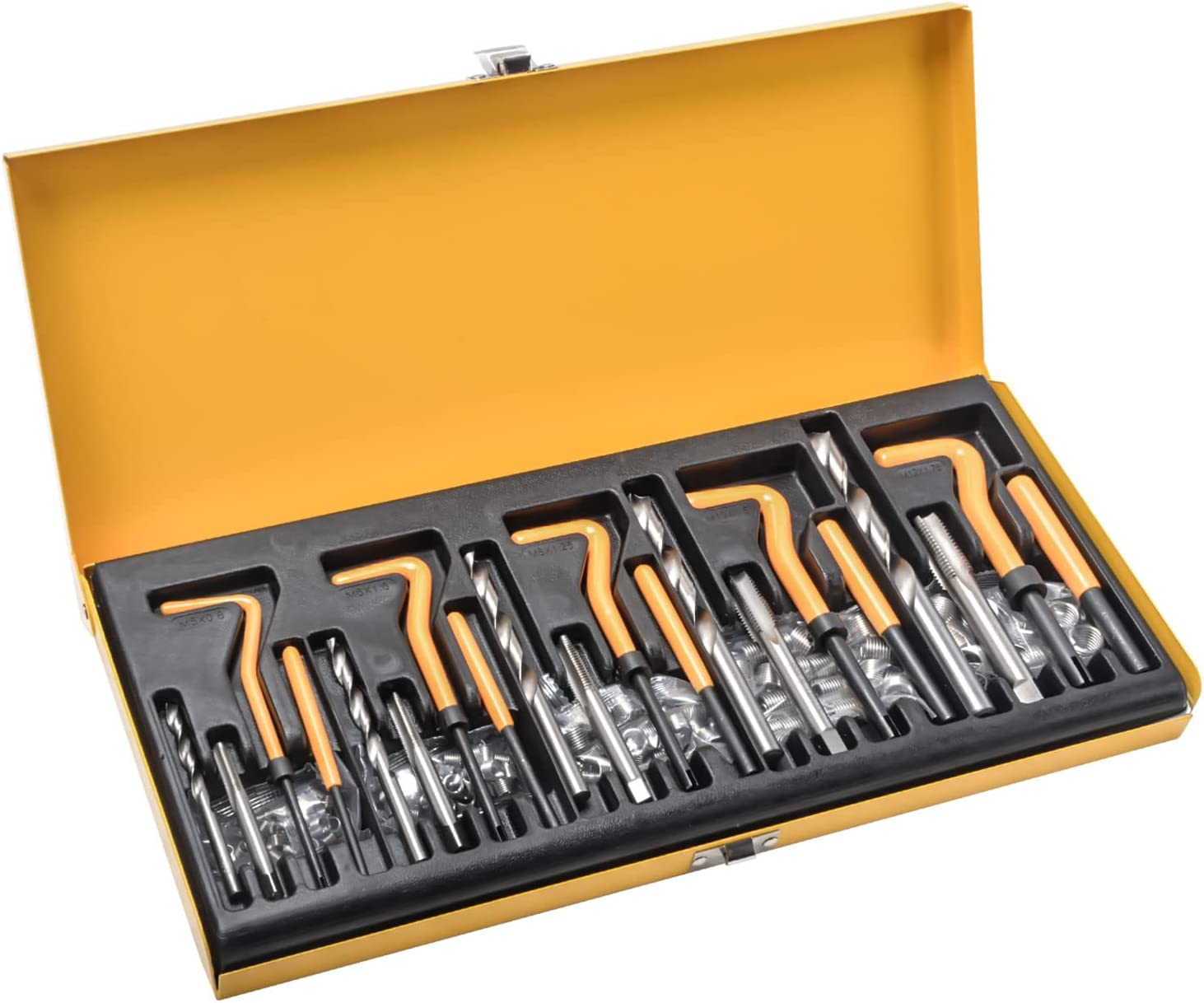 Masterspec 138Pcs Thread Repair Kit HSS Helicoil Stripped Rethread Drill Bits Garage Recoil Repairing Tool Set Metric M5/M6/M8/M10/M12